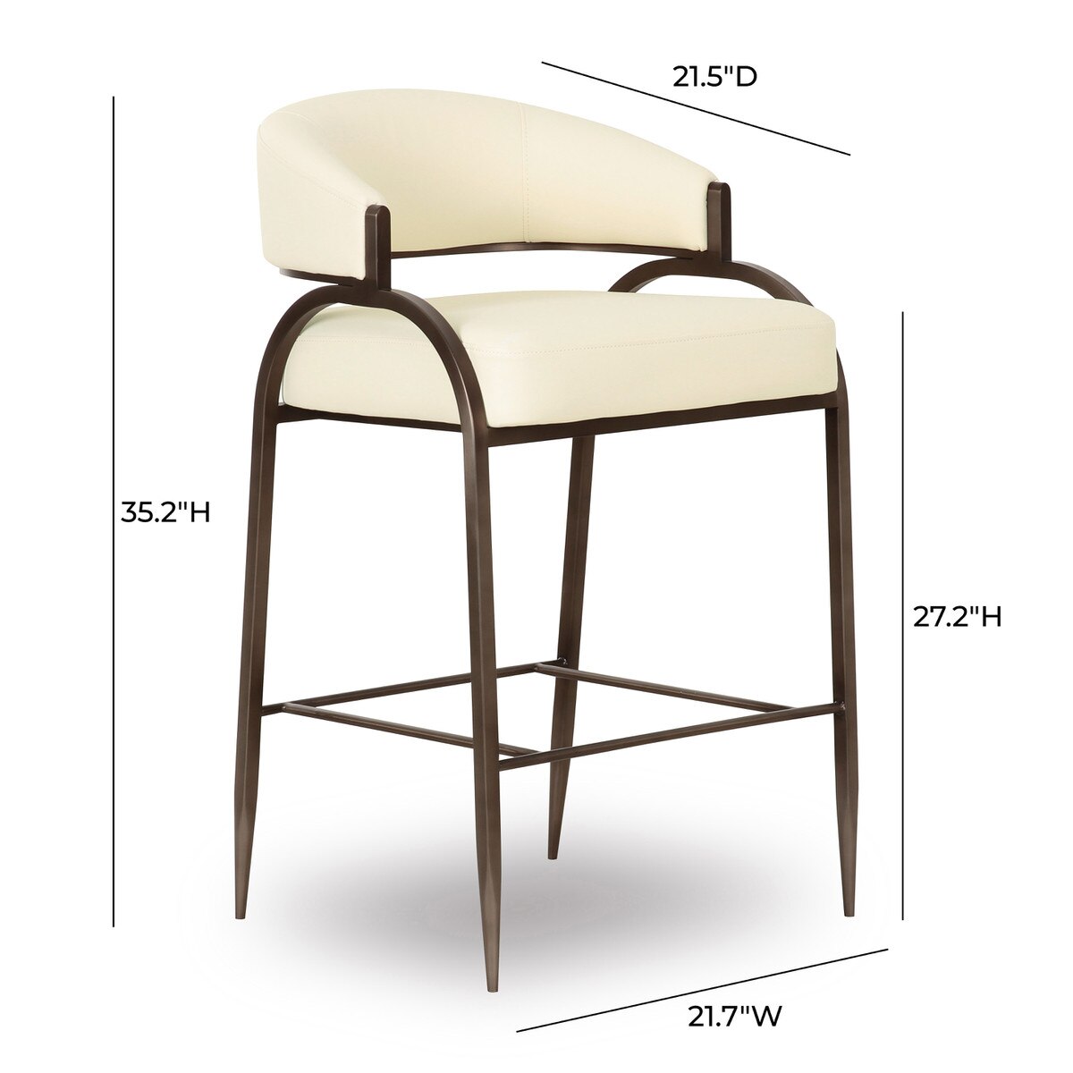 Tabouret de bar en cuir végétalien Tatum Cream Performance