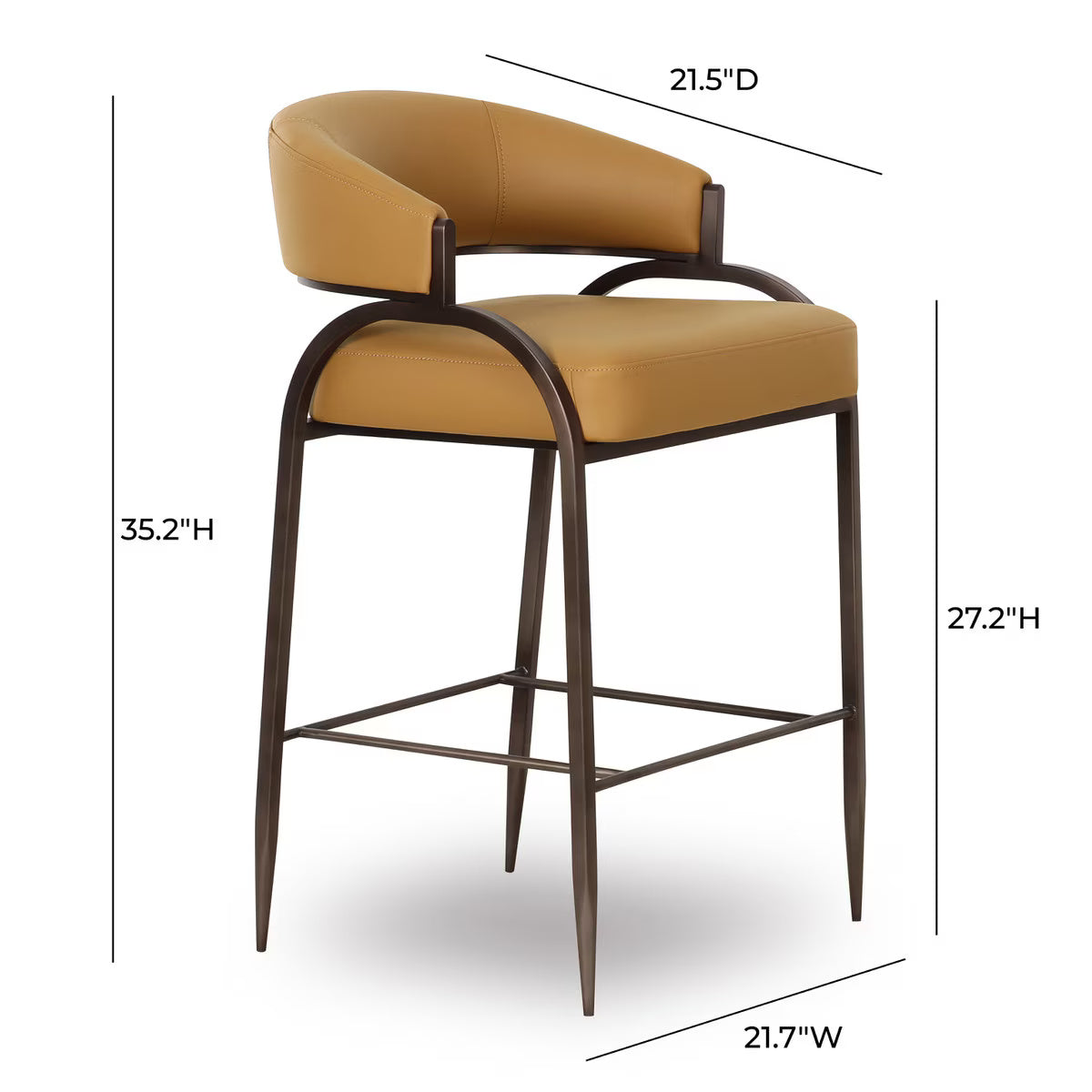 Tabouret de bar en cuir végétalien Tatum Tan Performance