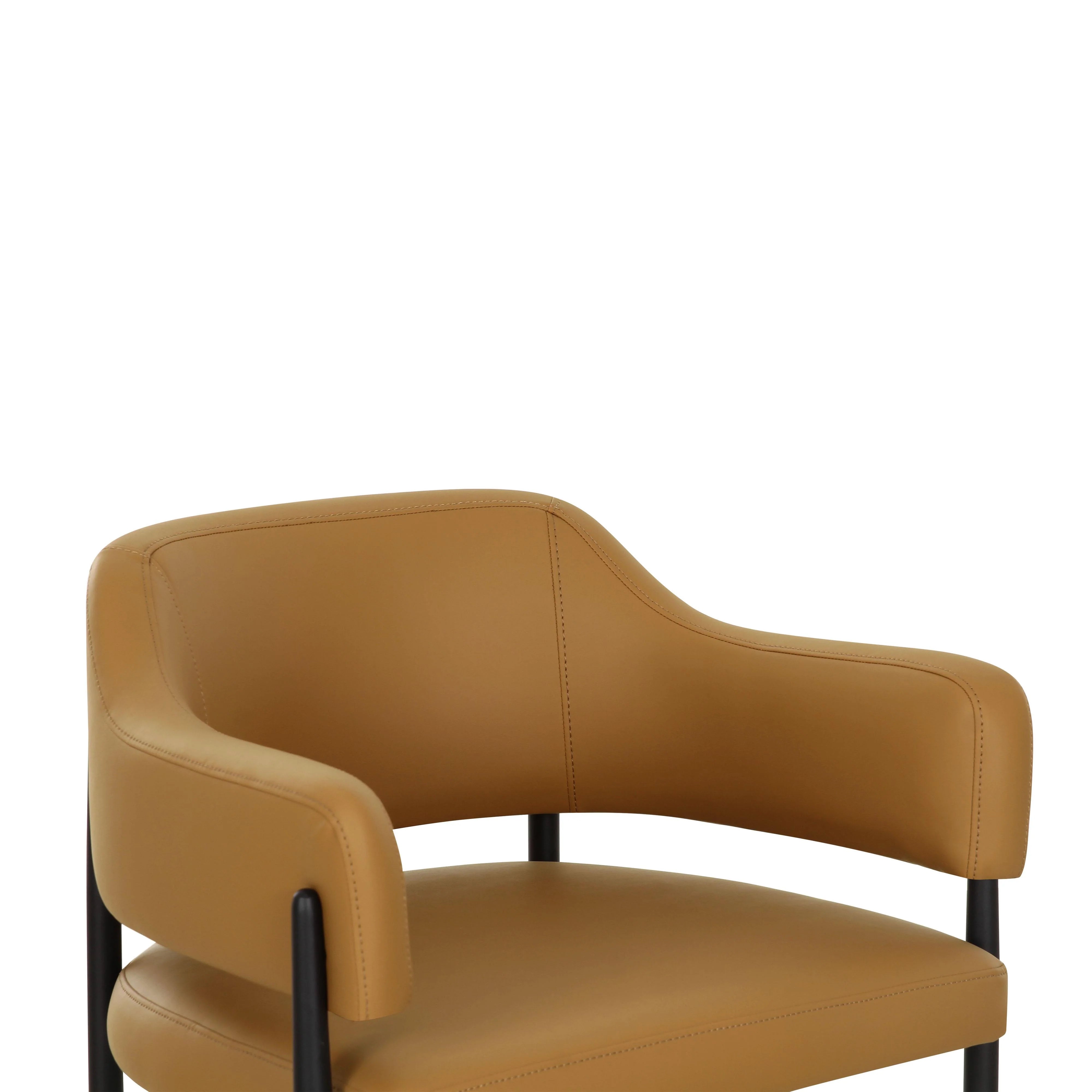 Chaise de salle à manger en cuir vegan crème Sezanne