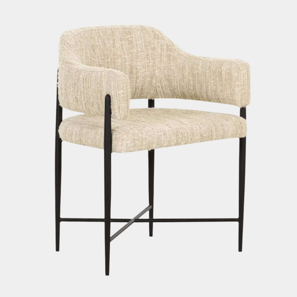 Chaise de salle à manger en tissu texturé crème Sezanne Performance Boucle