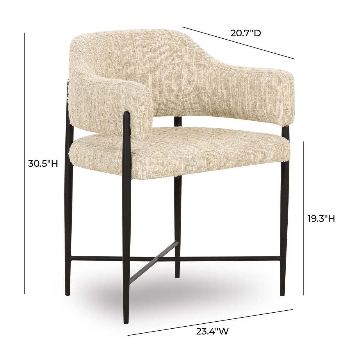 Chaise de salle à manger en tissu texturé crème Sezanne Performance Boucle