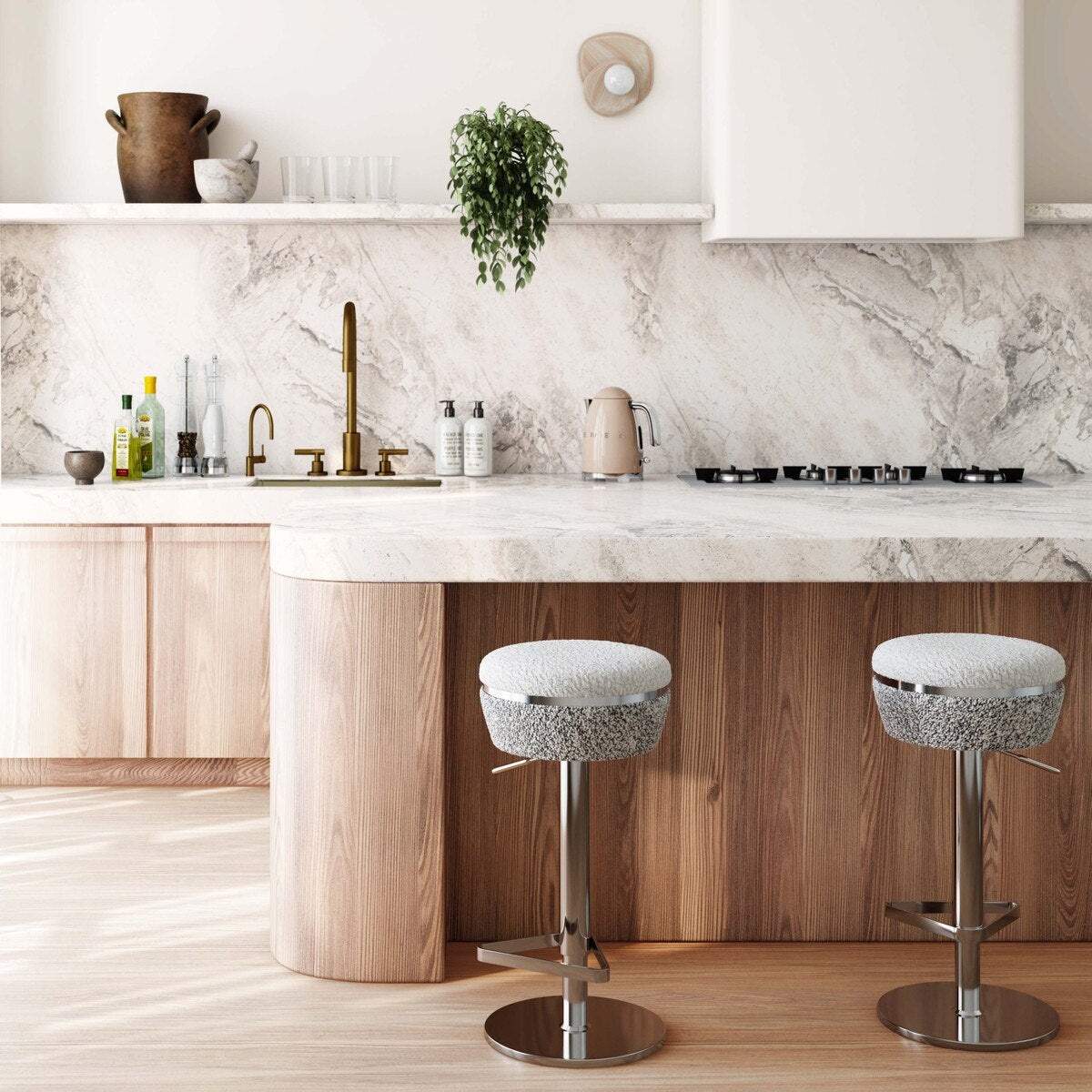 Tabouret réglable Boucle blanc et gris Astro