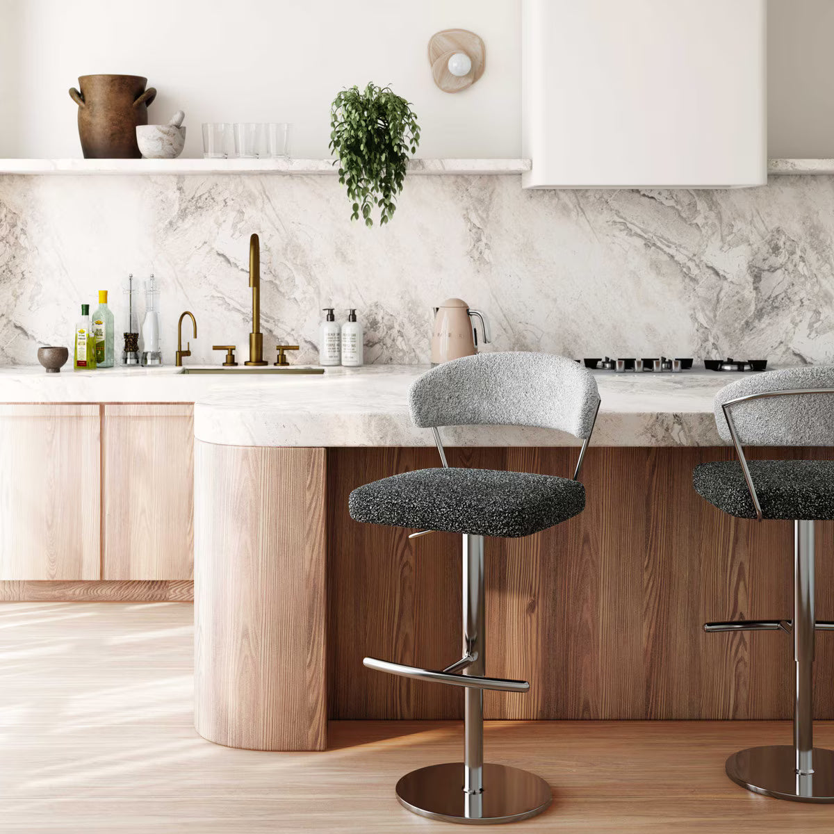 Tabouret réglable Boucle noir et gris Cosmo