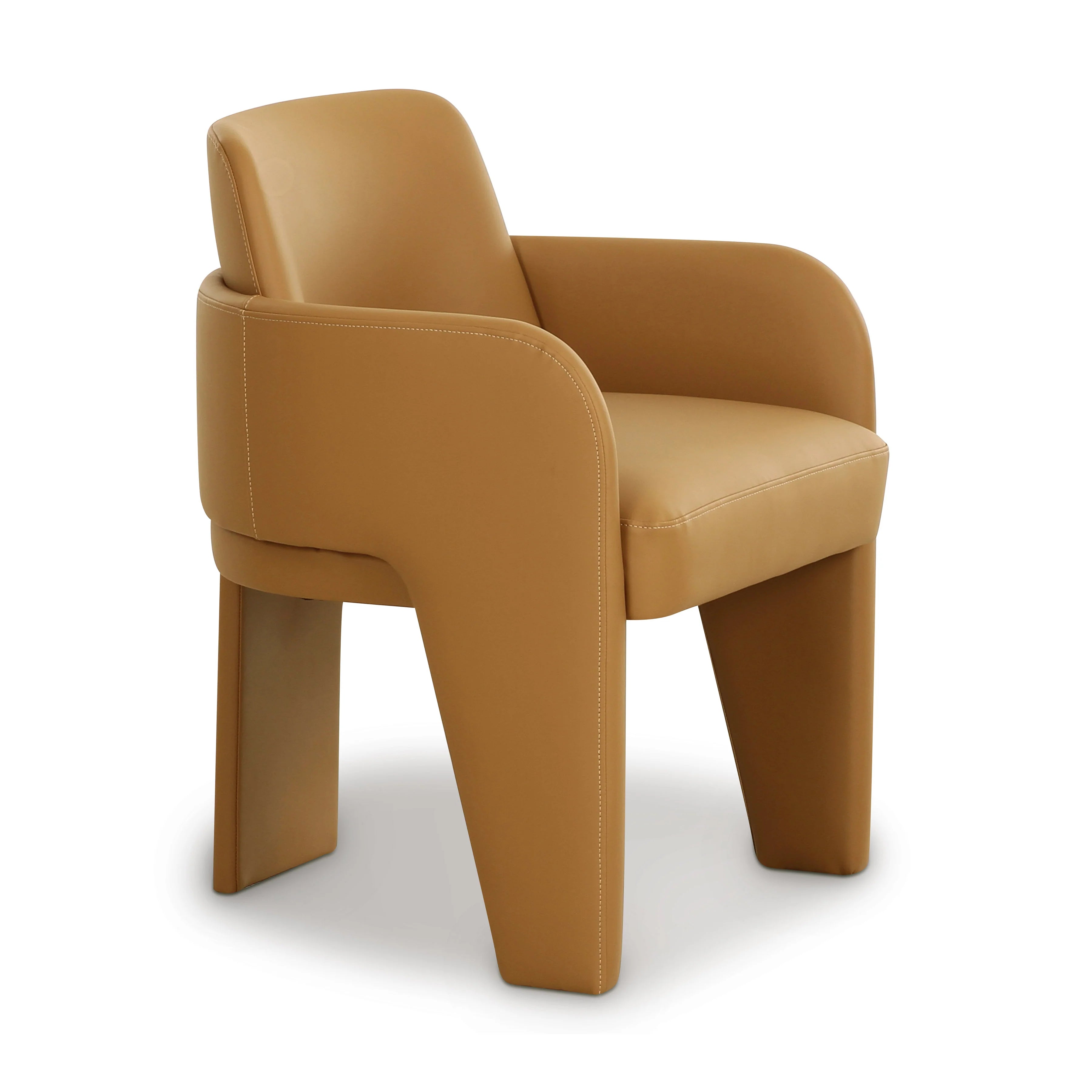 Chaise de salle à manger en cuir végétalien Leo Cream Performance