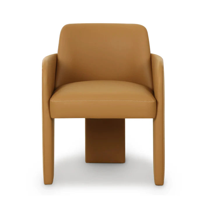 Chaise de salle à manger en cuir végétalien Leo Cream Performance