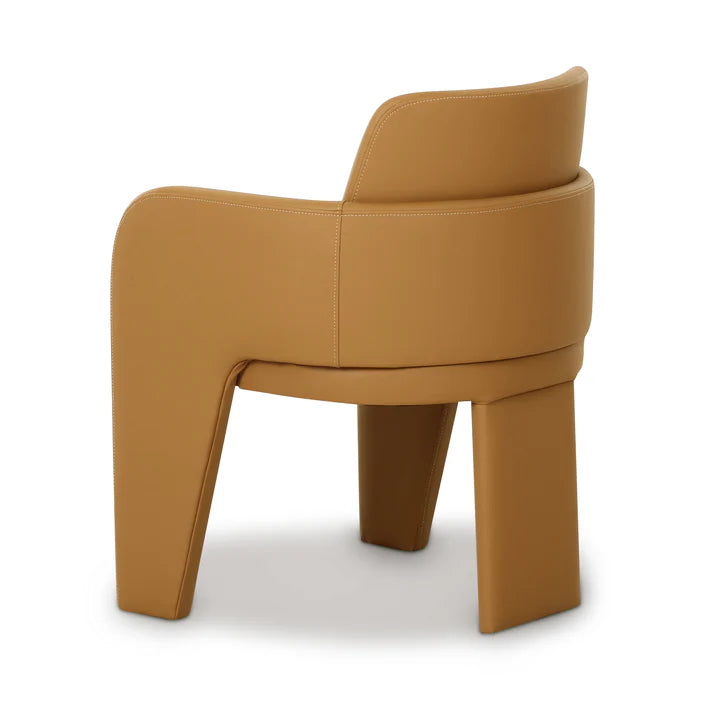 Chaise de salle à manger en cuir végétalien Leo Cream Performance