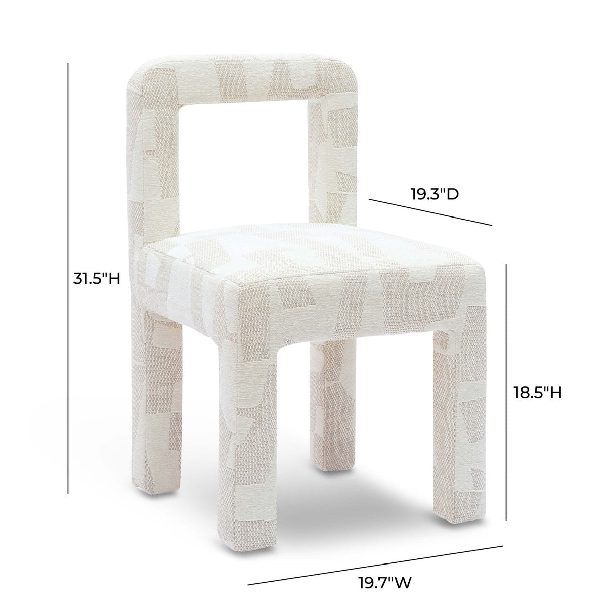 Chaise de salle à manger en jacquard à motifs crème Hazel