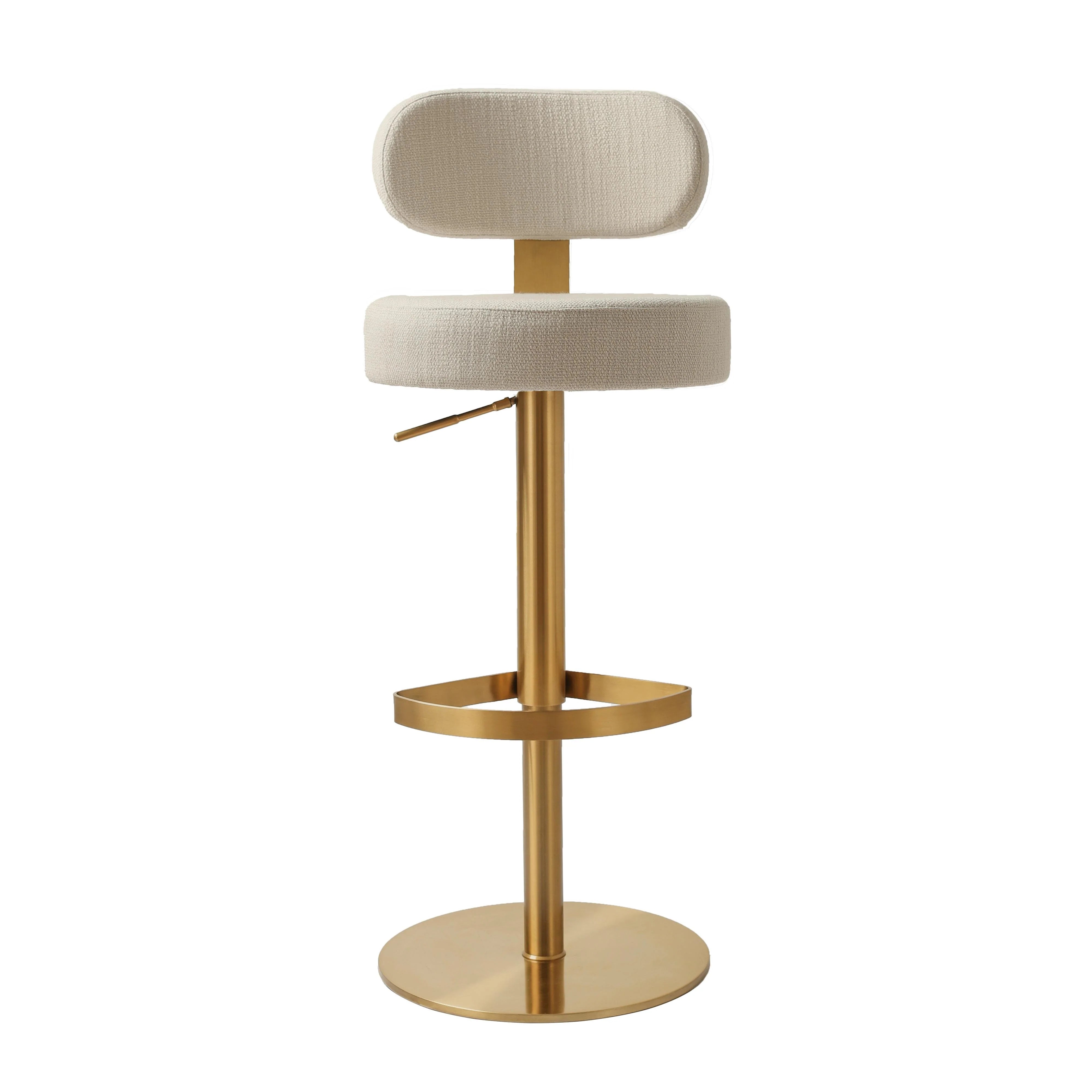 Primrose Cream Textured Performance Fabric Adjustable Stool