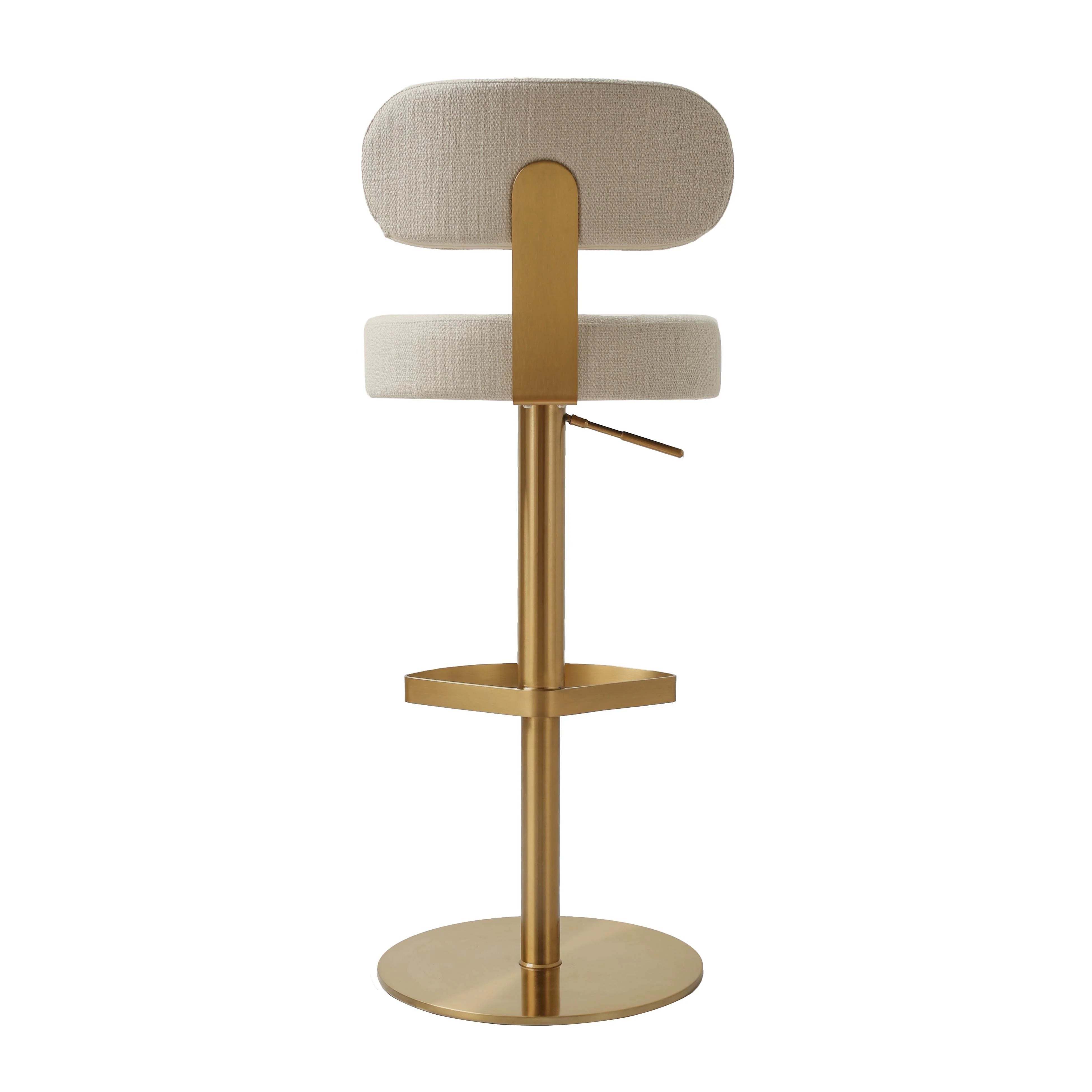 Primrose Cream Textured Performance Fabric Adjustable Stool