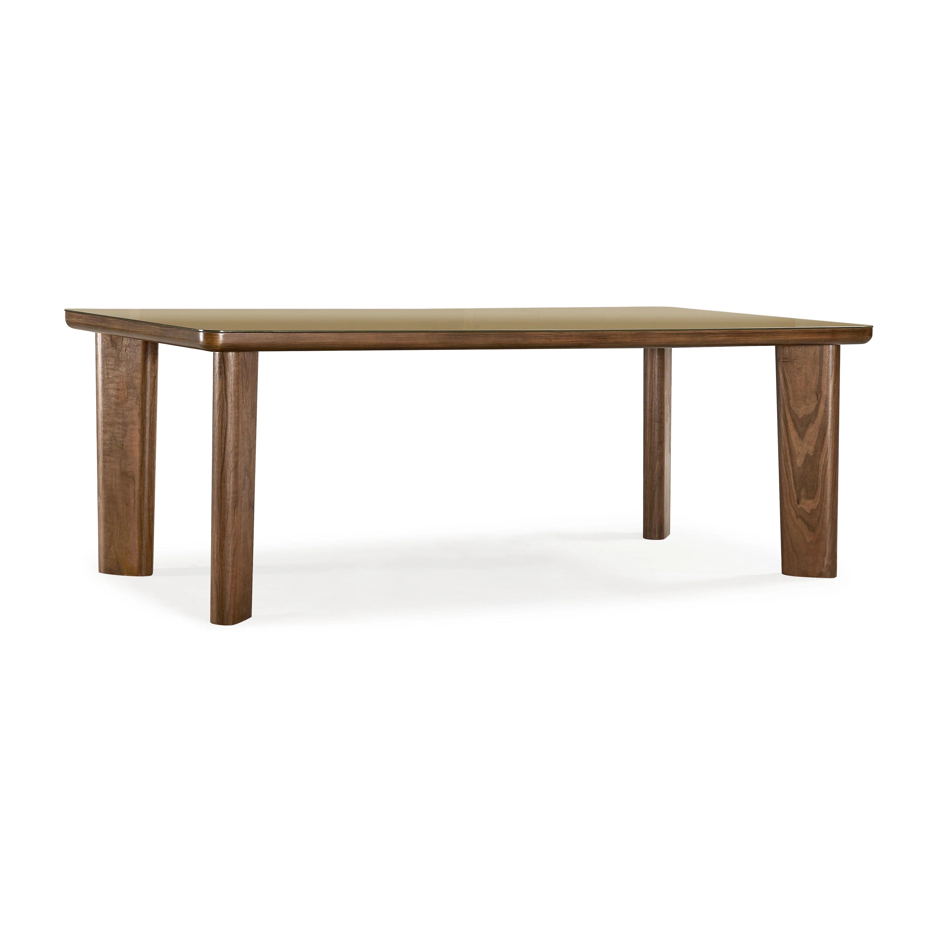 Oani 83" Walnut and Glass Rectangular Dining Table