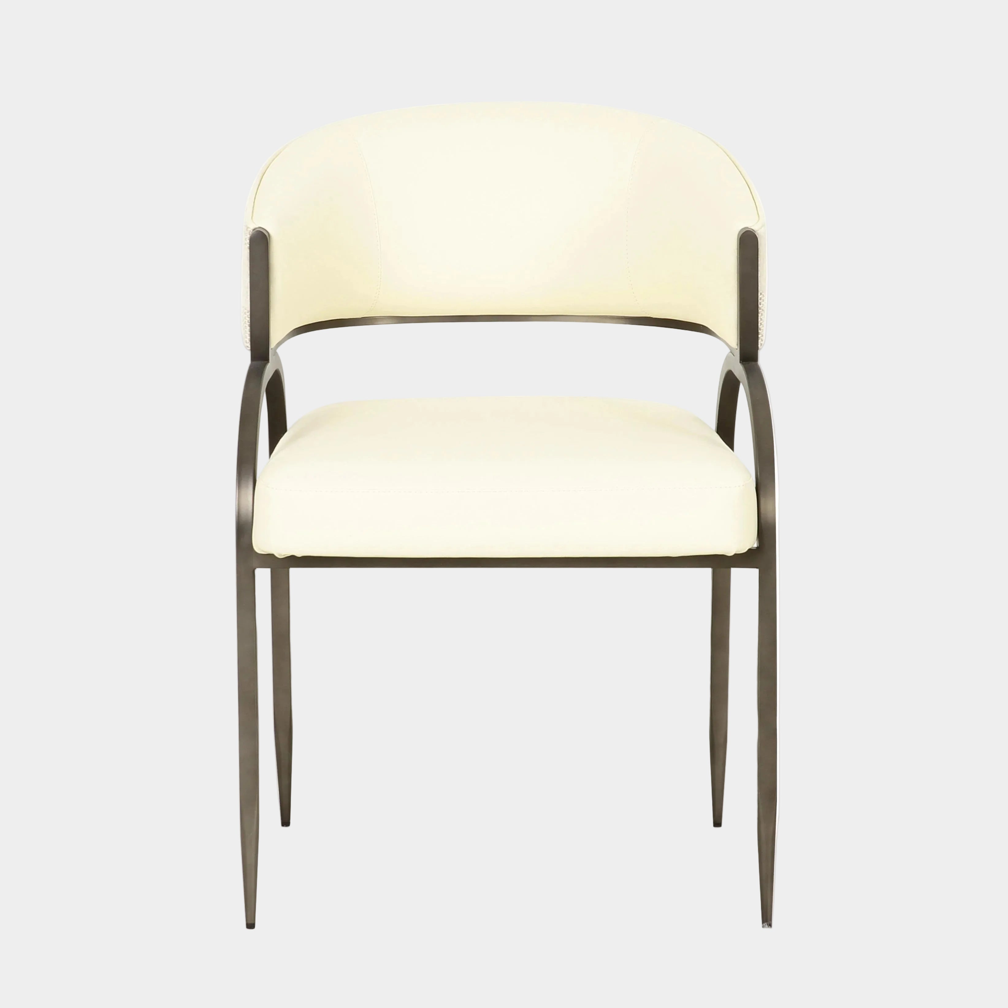 Tatum Cream 2-Tone Performance Vegan Leather and Jacquard Dining Chair