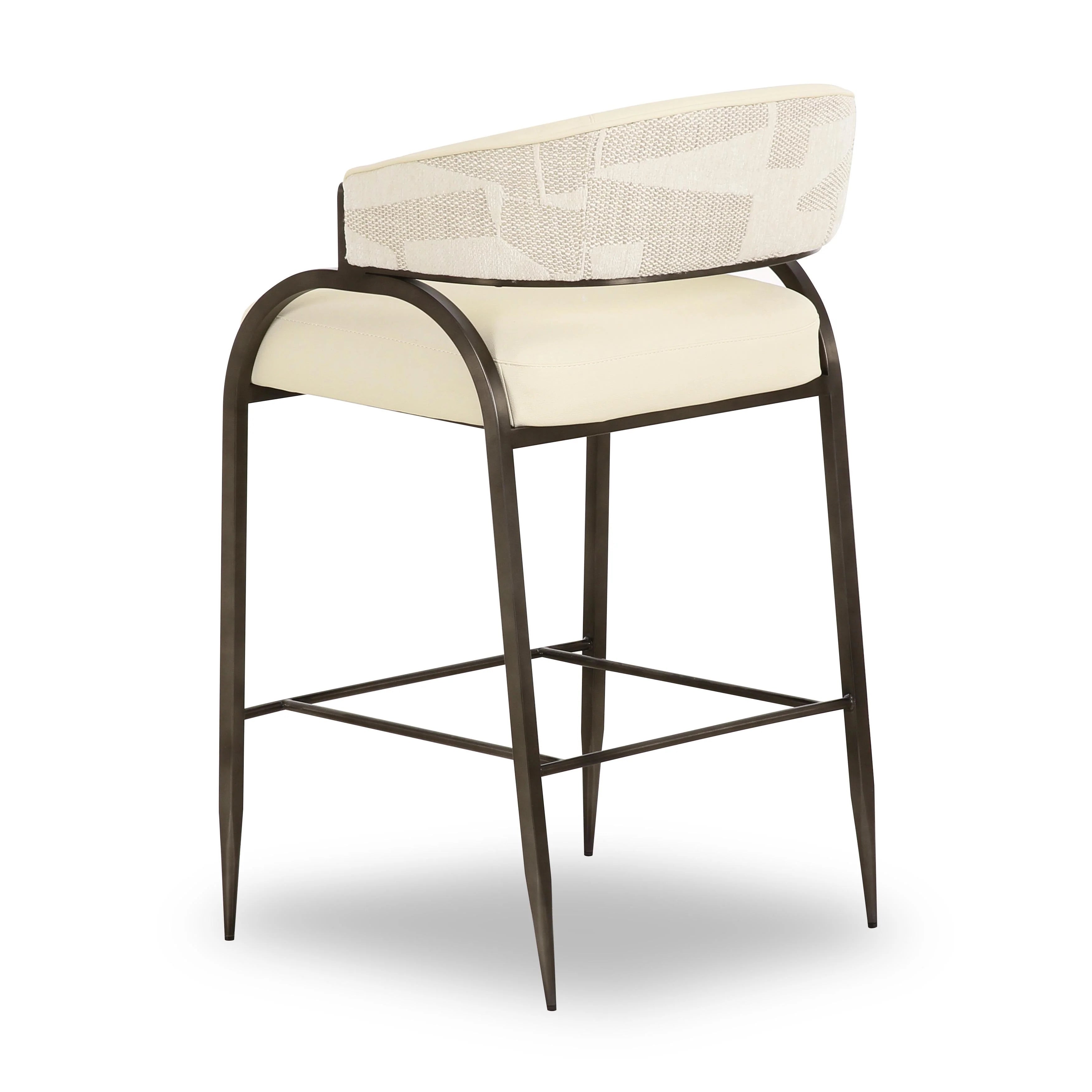 Tatum Cream 2-Tone Performance Vegan Leather and Jacquard Counter Stool