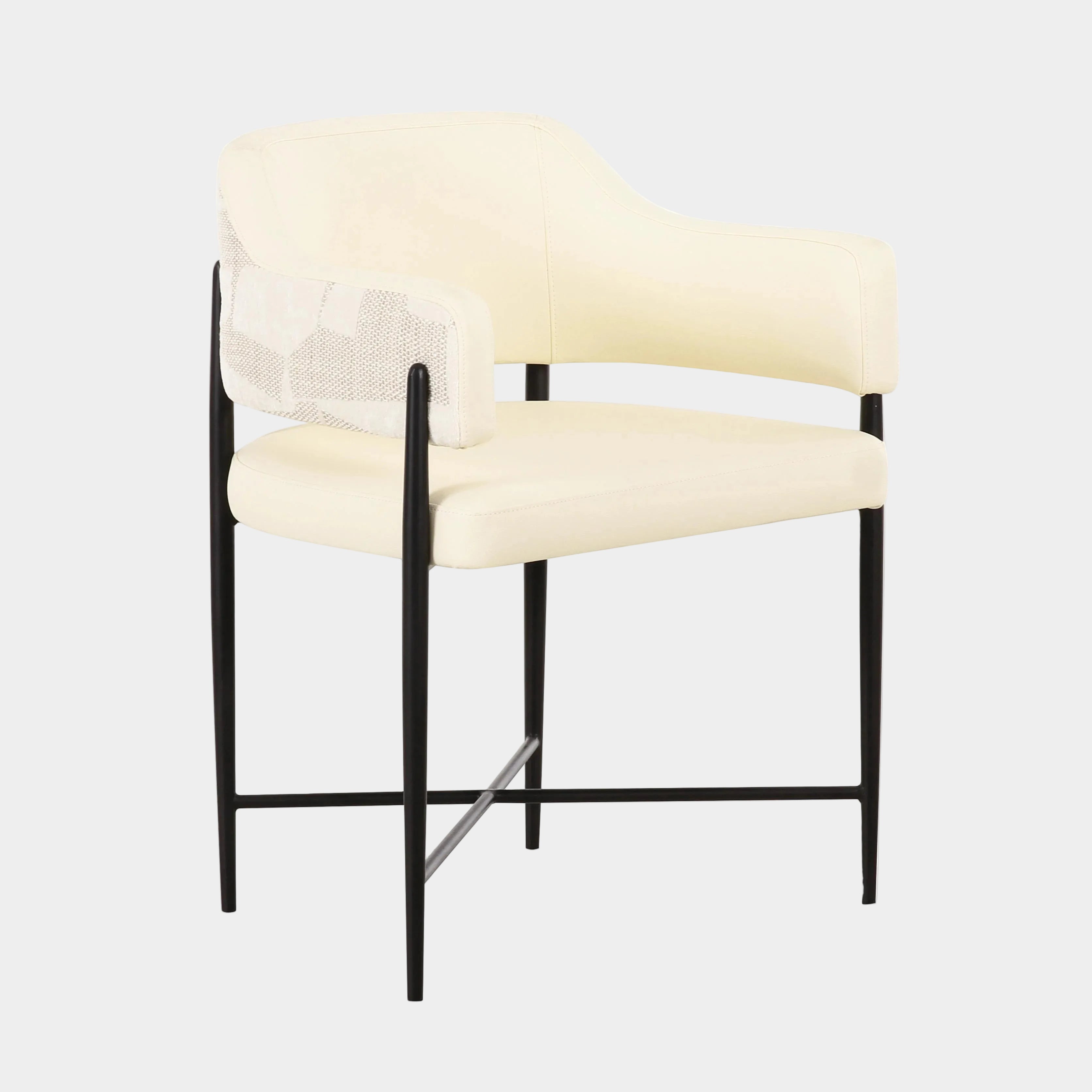 Sezanne Cream 2-Tone Performance Vegan Leather and Jacquard Dining Chair