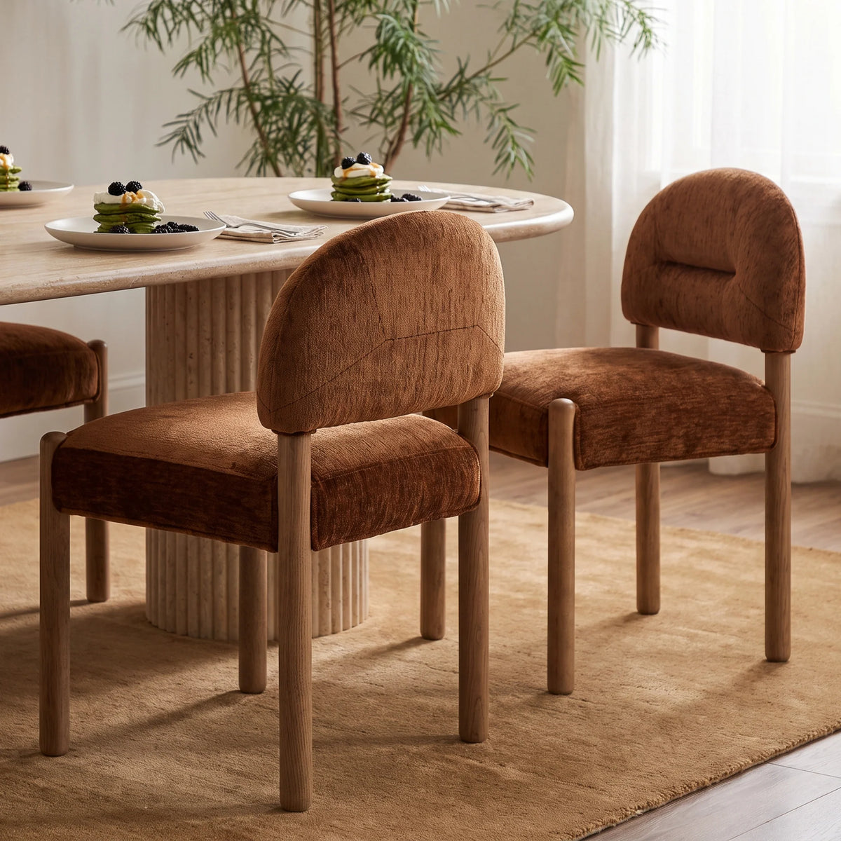 Bruno Thick Performance Chenille Arched Back Dining Chair