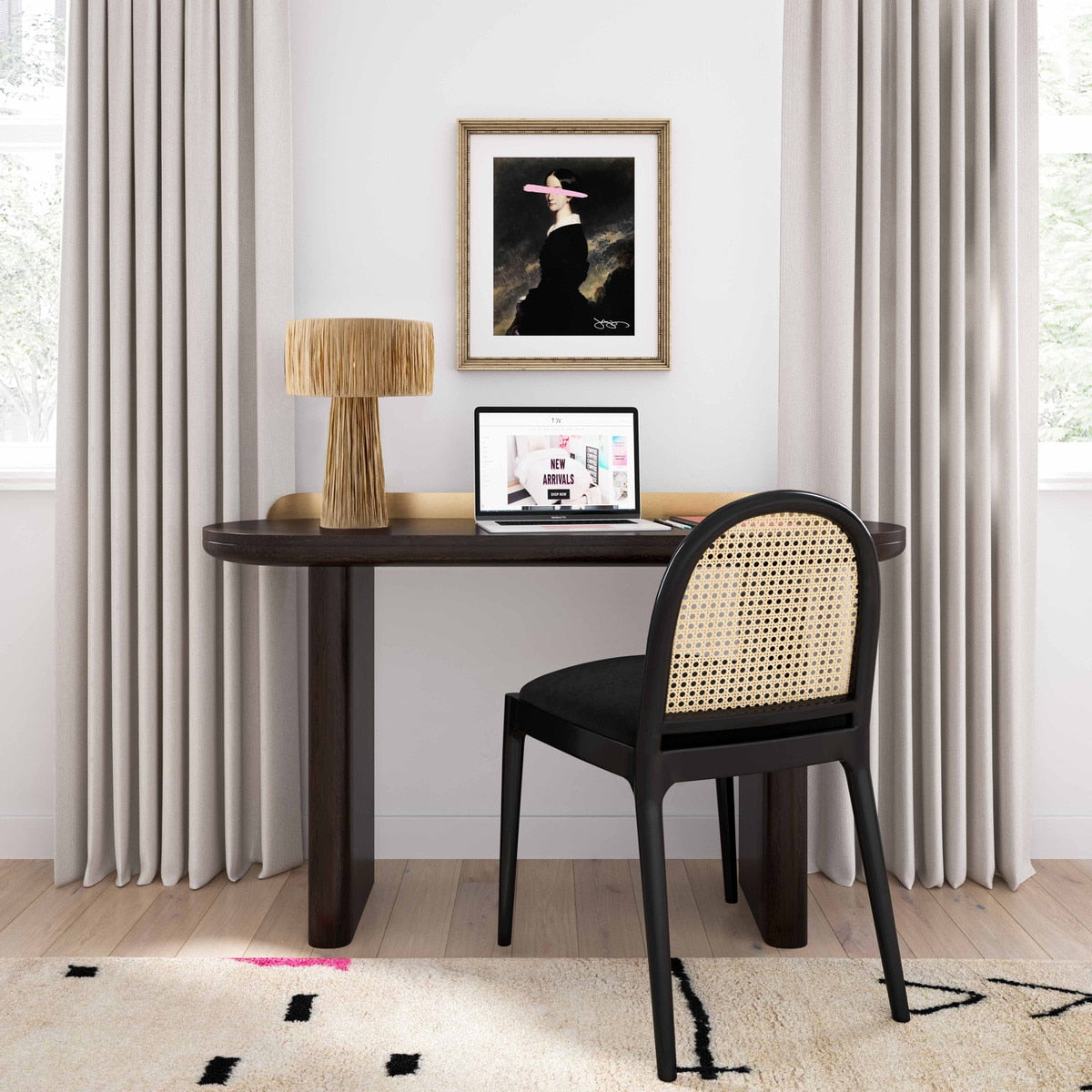 Lampe de table en raphia Shelby