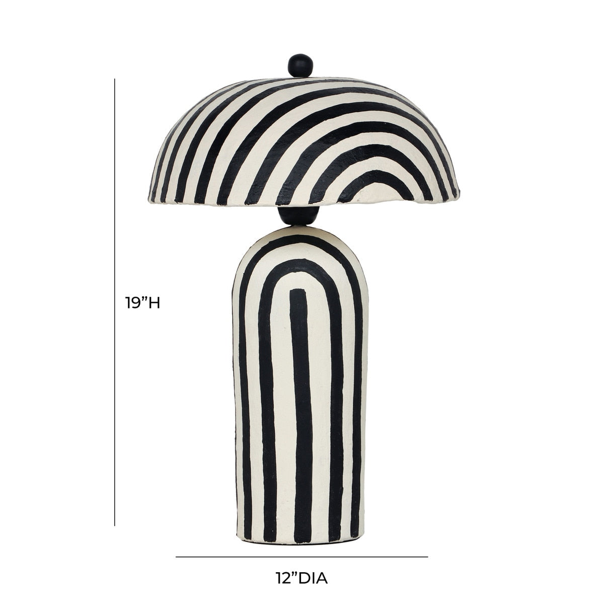 Lampe de table en papier mâché à rayures Maiori