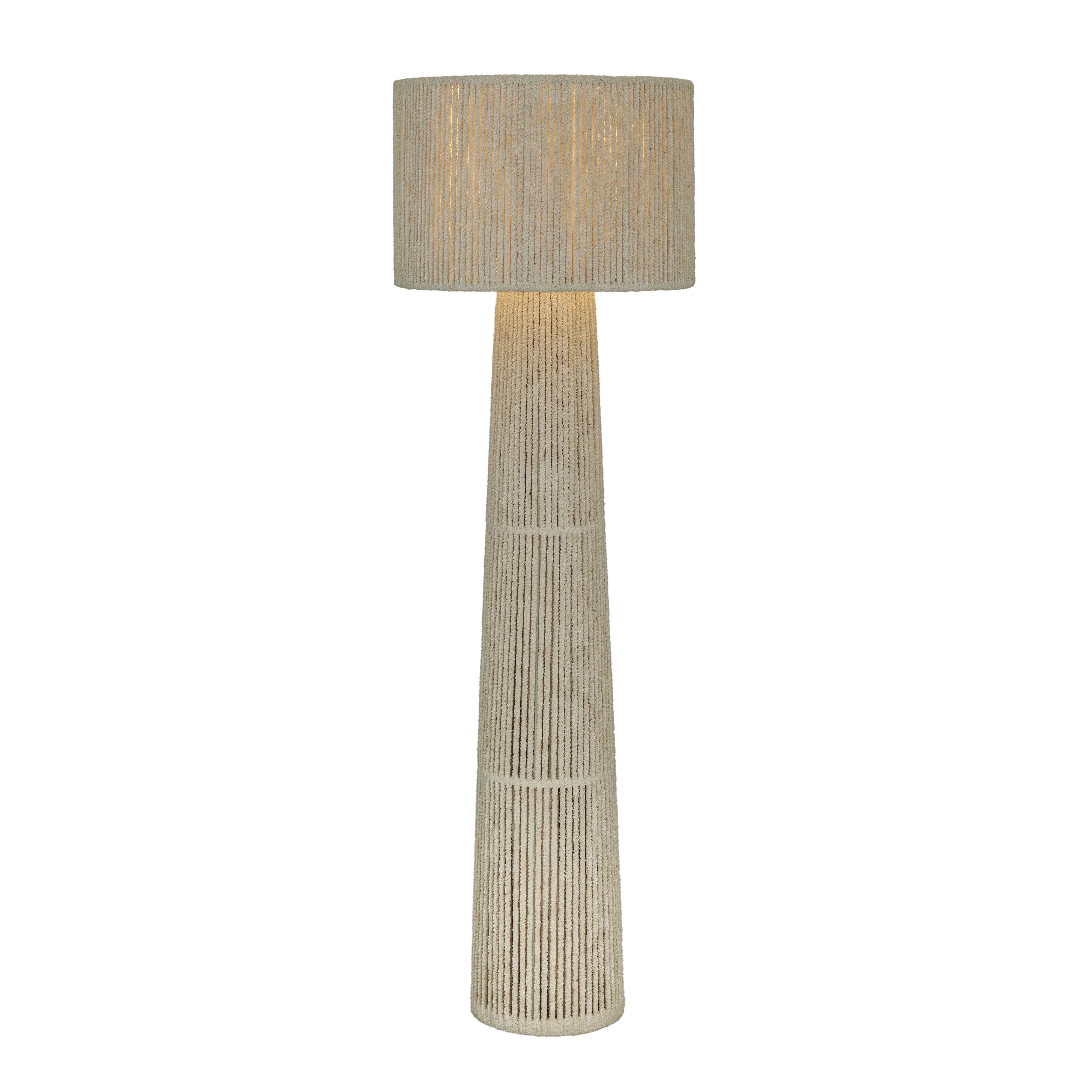 Tapered Natural Chenille Fiber Floor Lamp