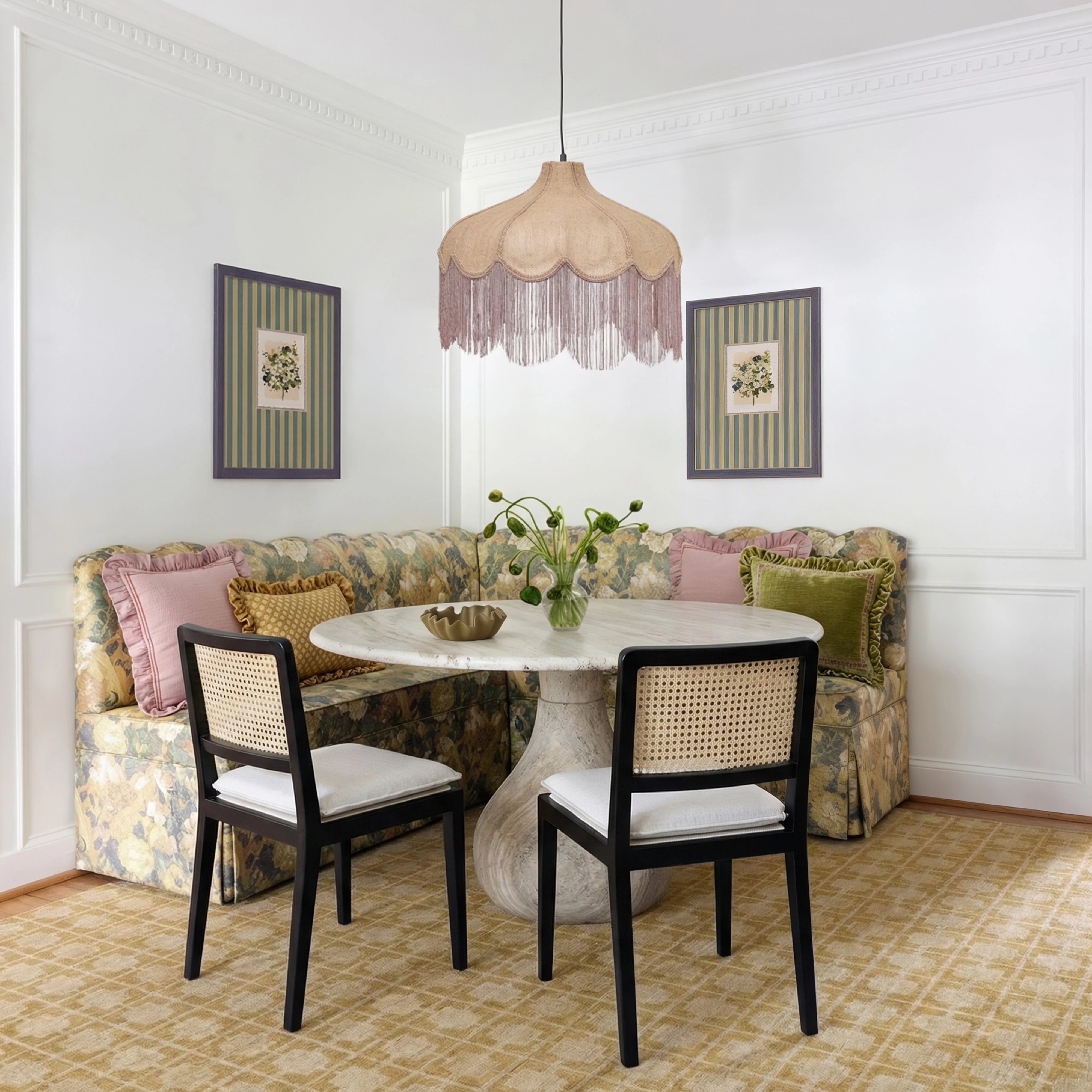 Buchanan Jute Fringed Scalloped Pendant Light