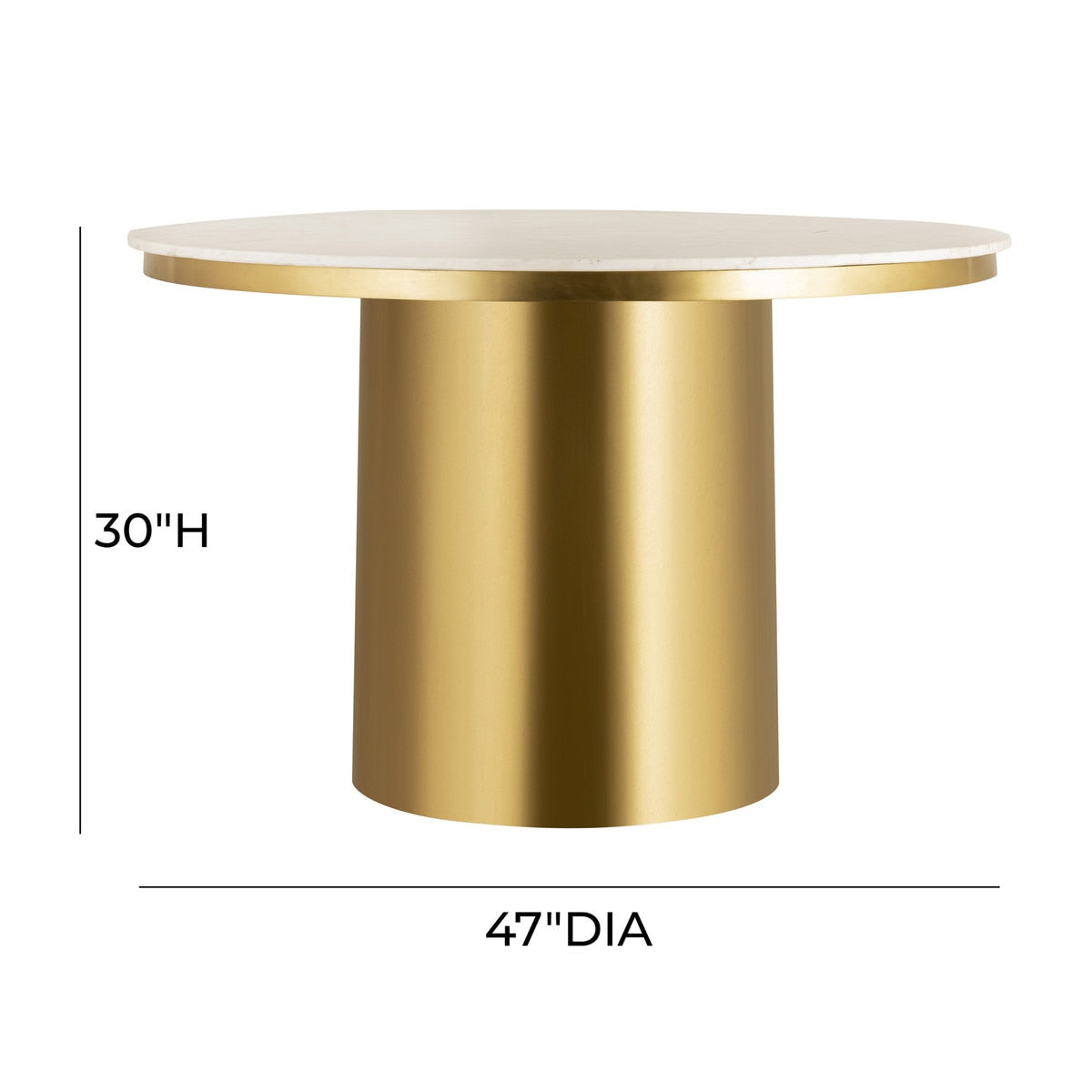 Table à manger ronde en marbre Alisin de 47 po