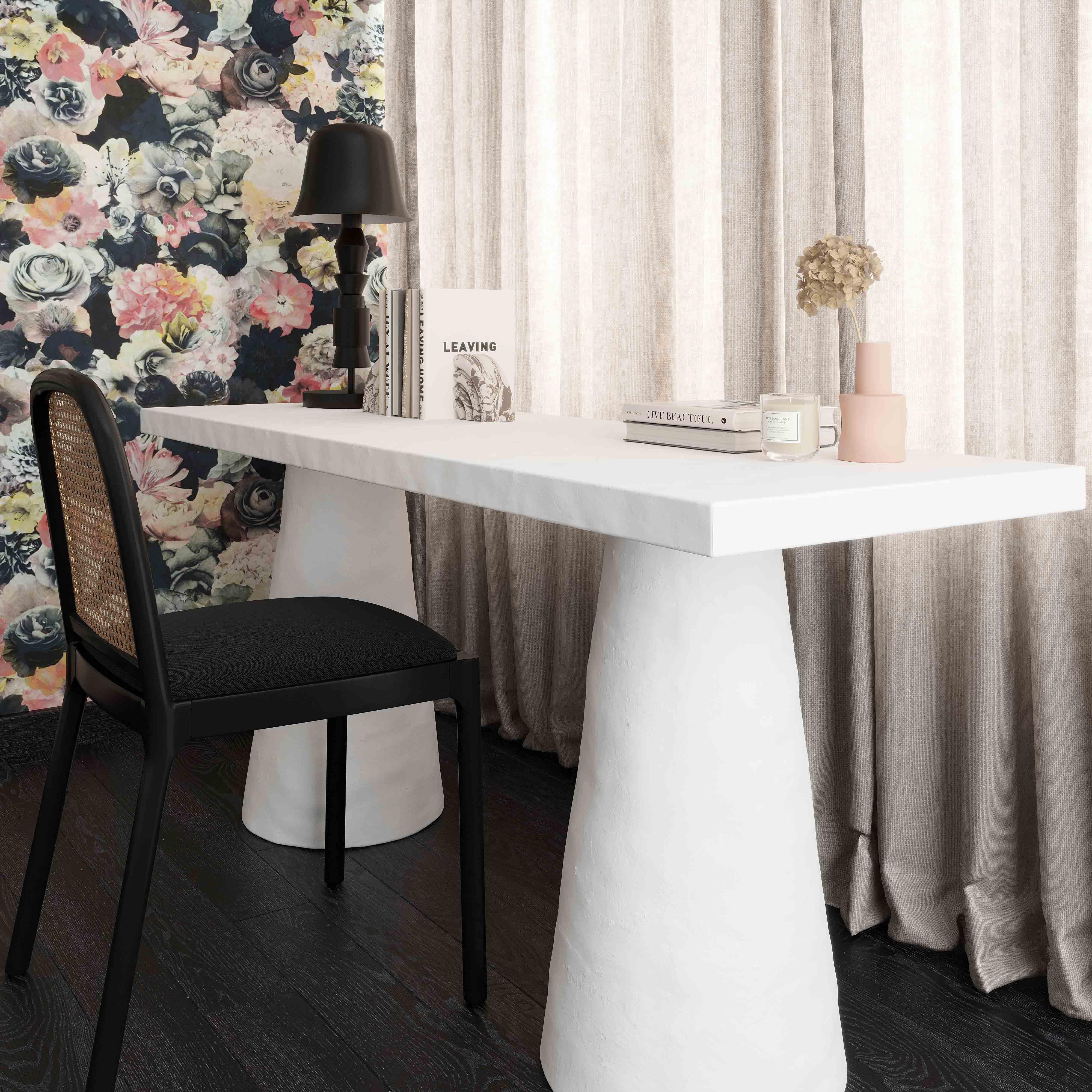 Dayana 68.5" Desk in Faux Plaster