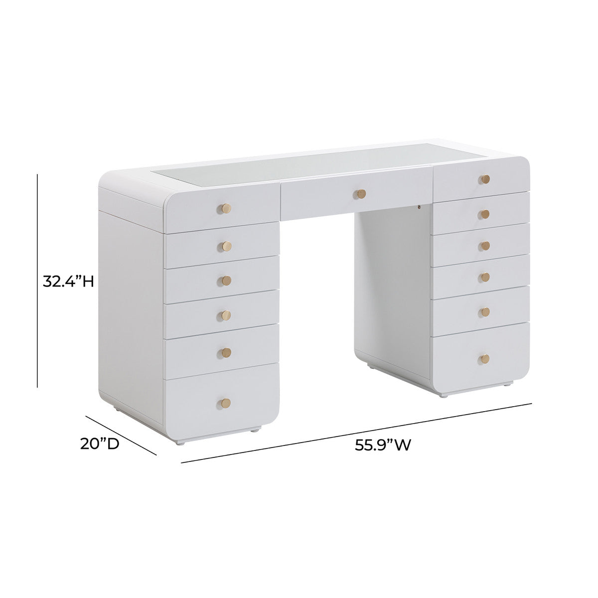 Bureau de coiffeuse blanc Hollywood
