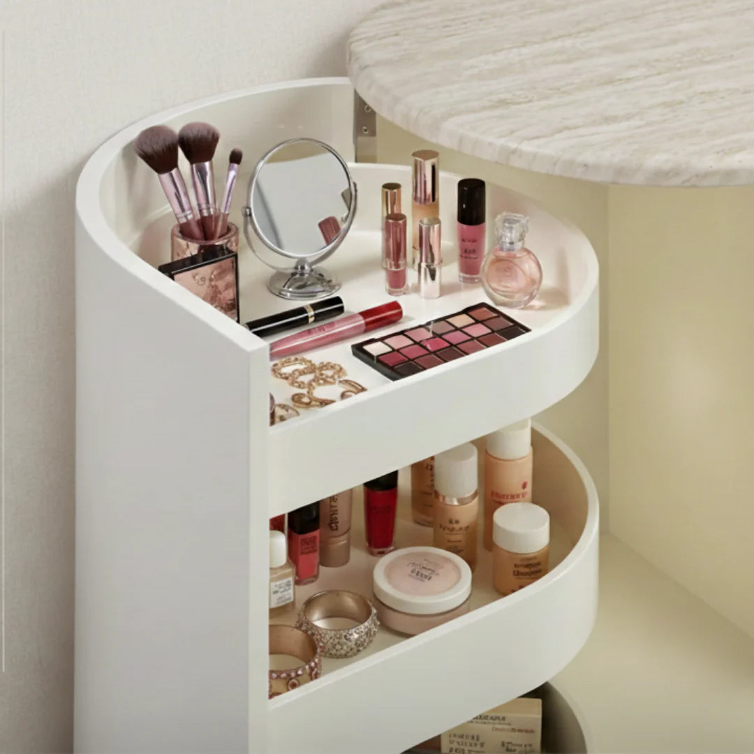 Marlene 47" Cream Faux Travertine Vanity Desk