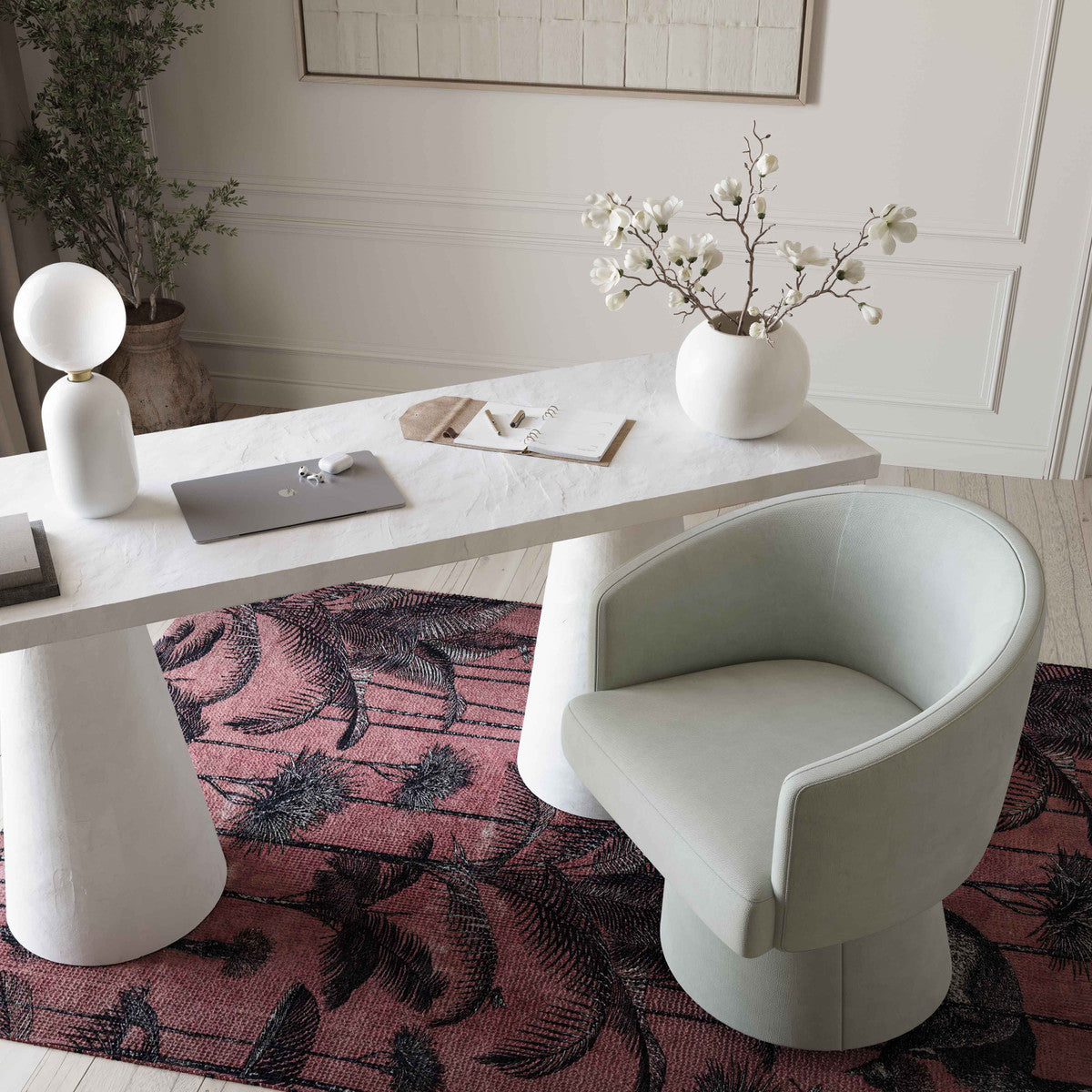 Chaise de bureau roulante en chenille recyclée Kristen Light