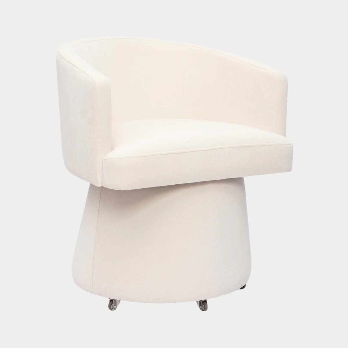 Chaise de bureau à roulettes en chenille recyclée Kristen Cream