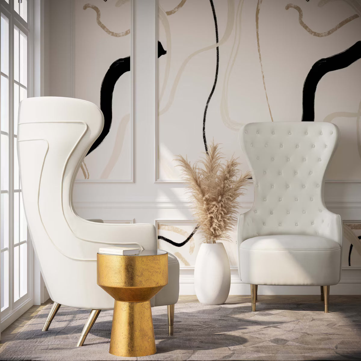 Jezebel Cream Velvet Wingback Chair by Inspire Me! Home Décor