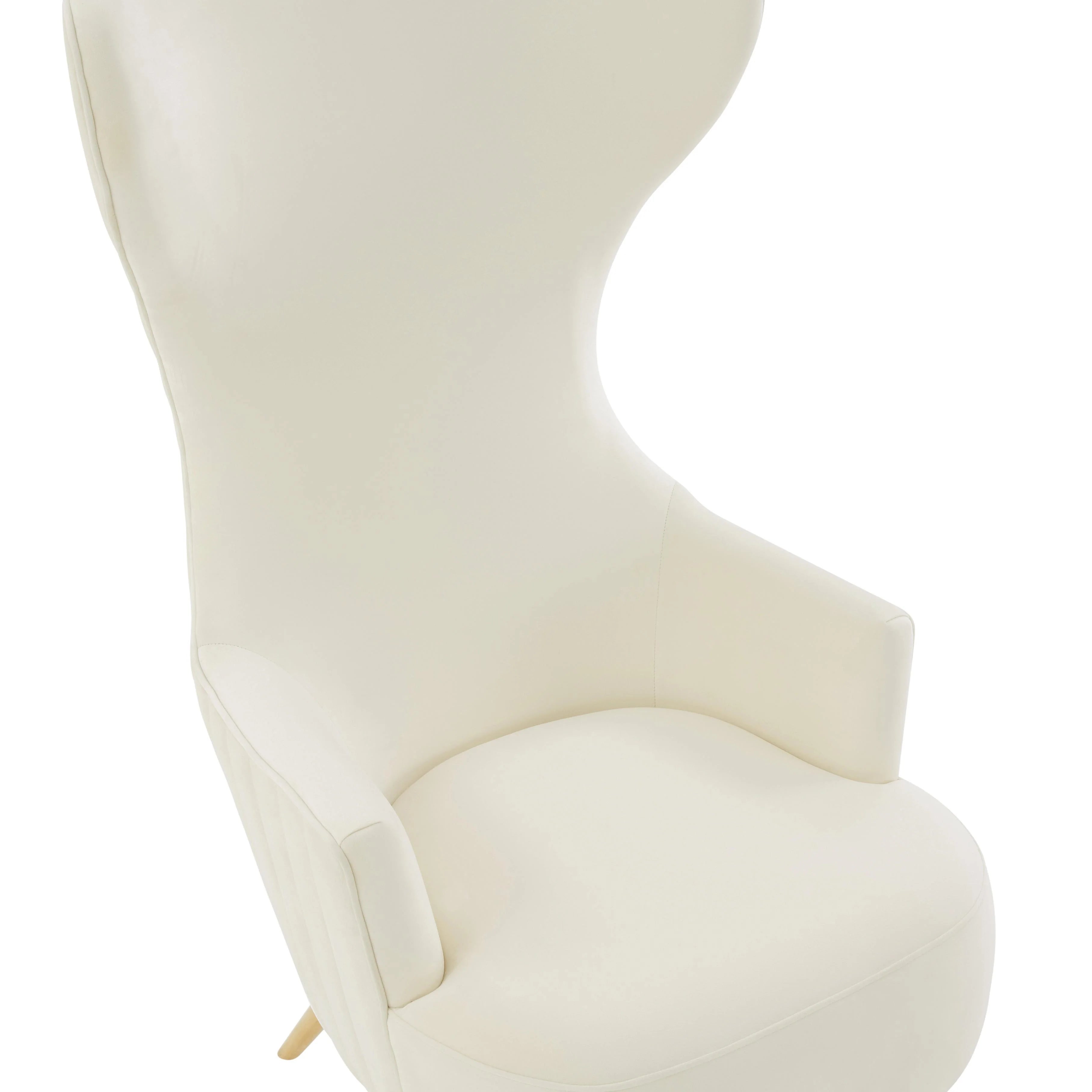 Fauteuil à oreilles capitonné en velours crème Julia par Inspire Me! Home Decor