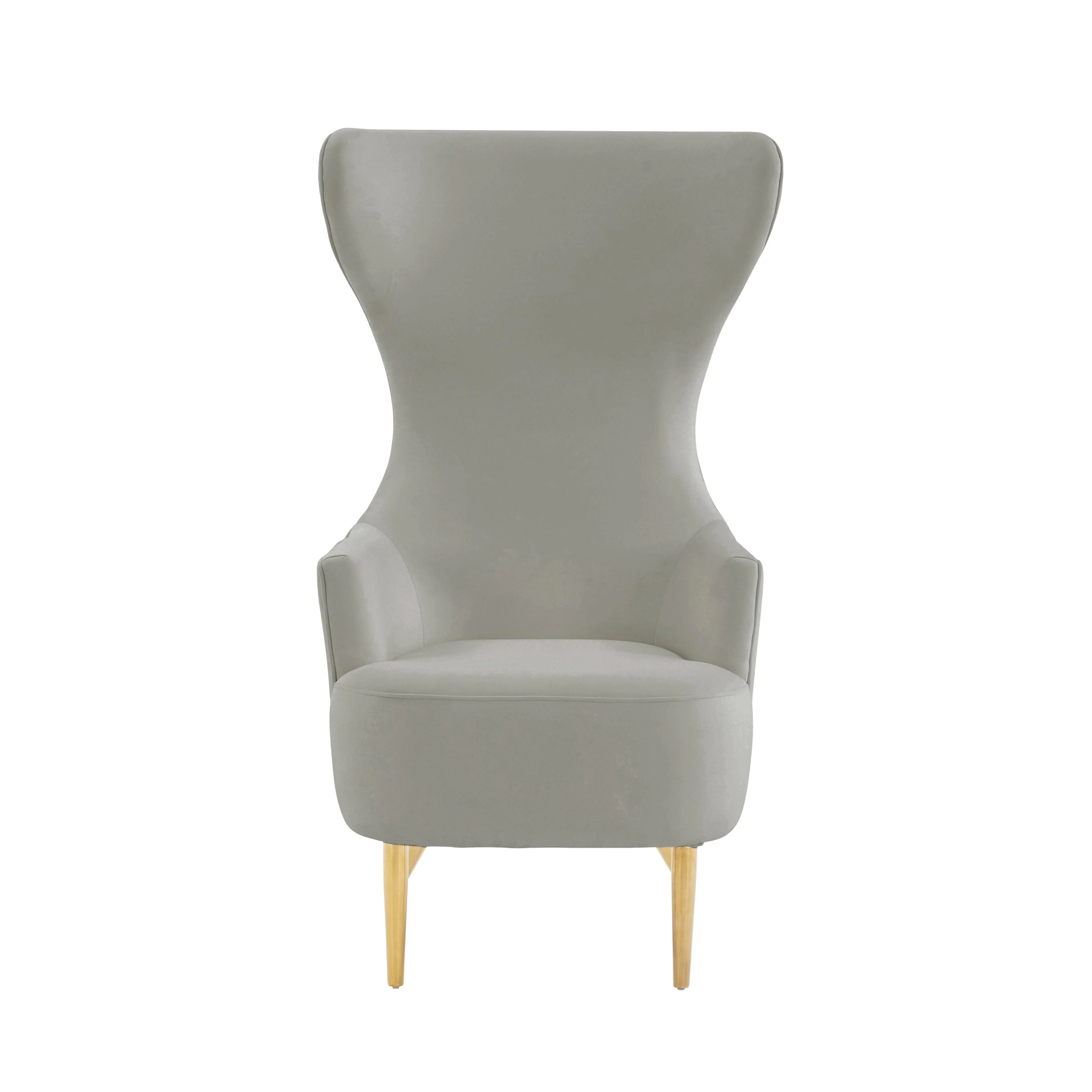 Fauteuil à oreilles capitonné en velours crème Julia par Inspire Me! Home Decor