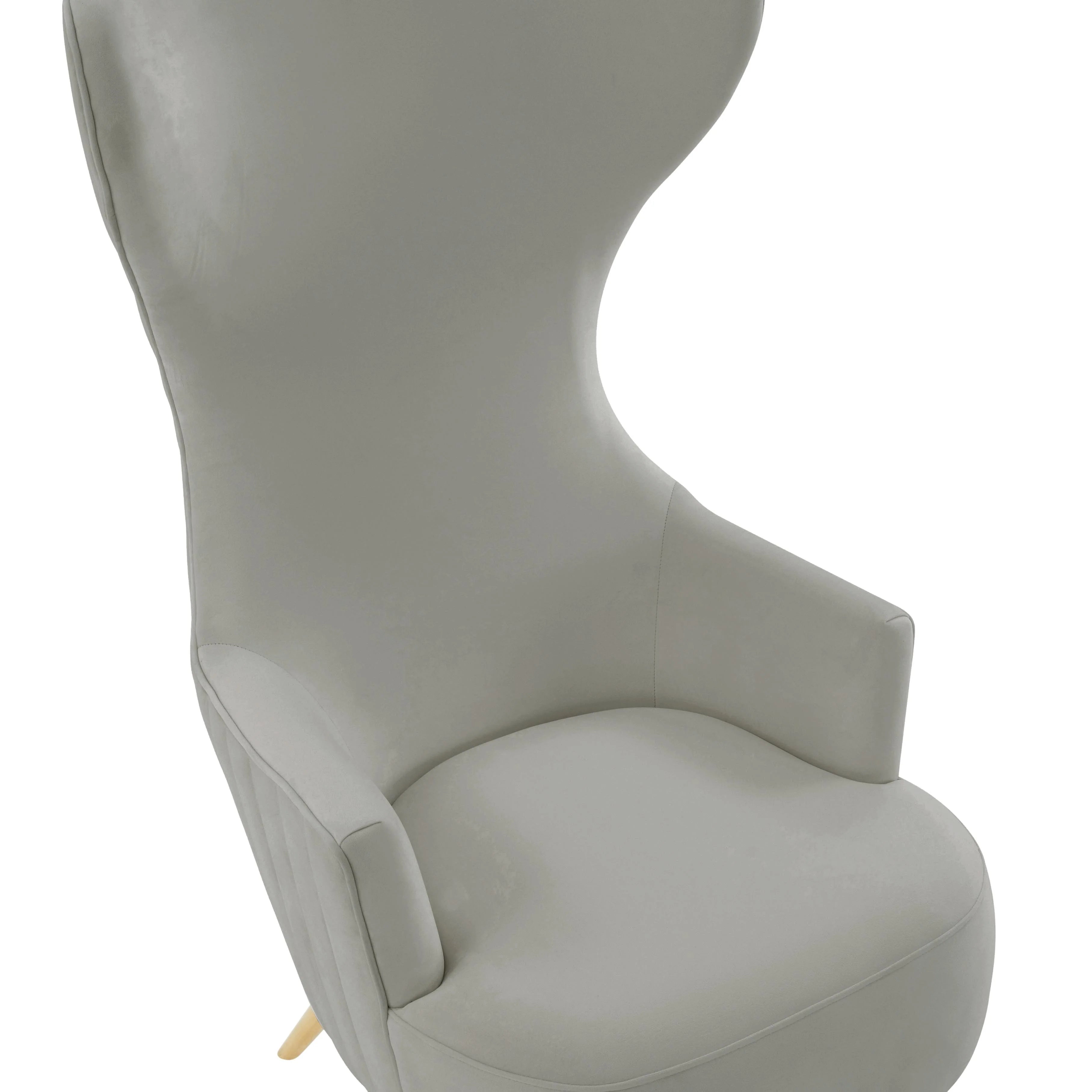 Fauteuil à oreilles capitonné en velours crème Julia par Inspire Me! Home Decor