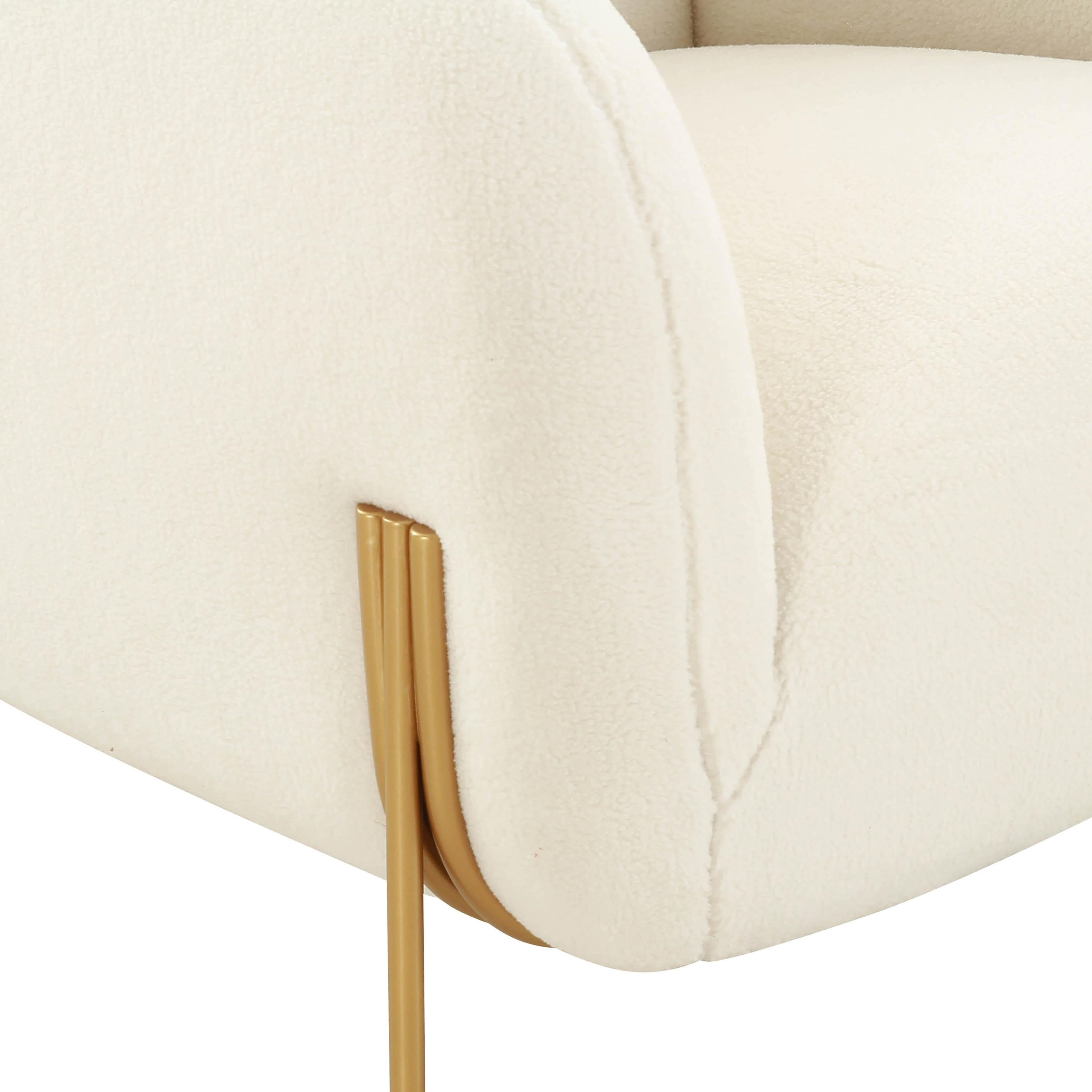 Kandra Cream Performance Vegan Shearling Accent Chair