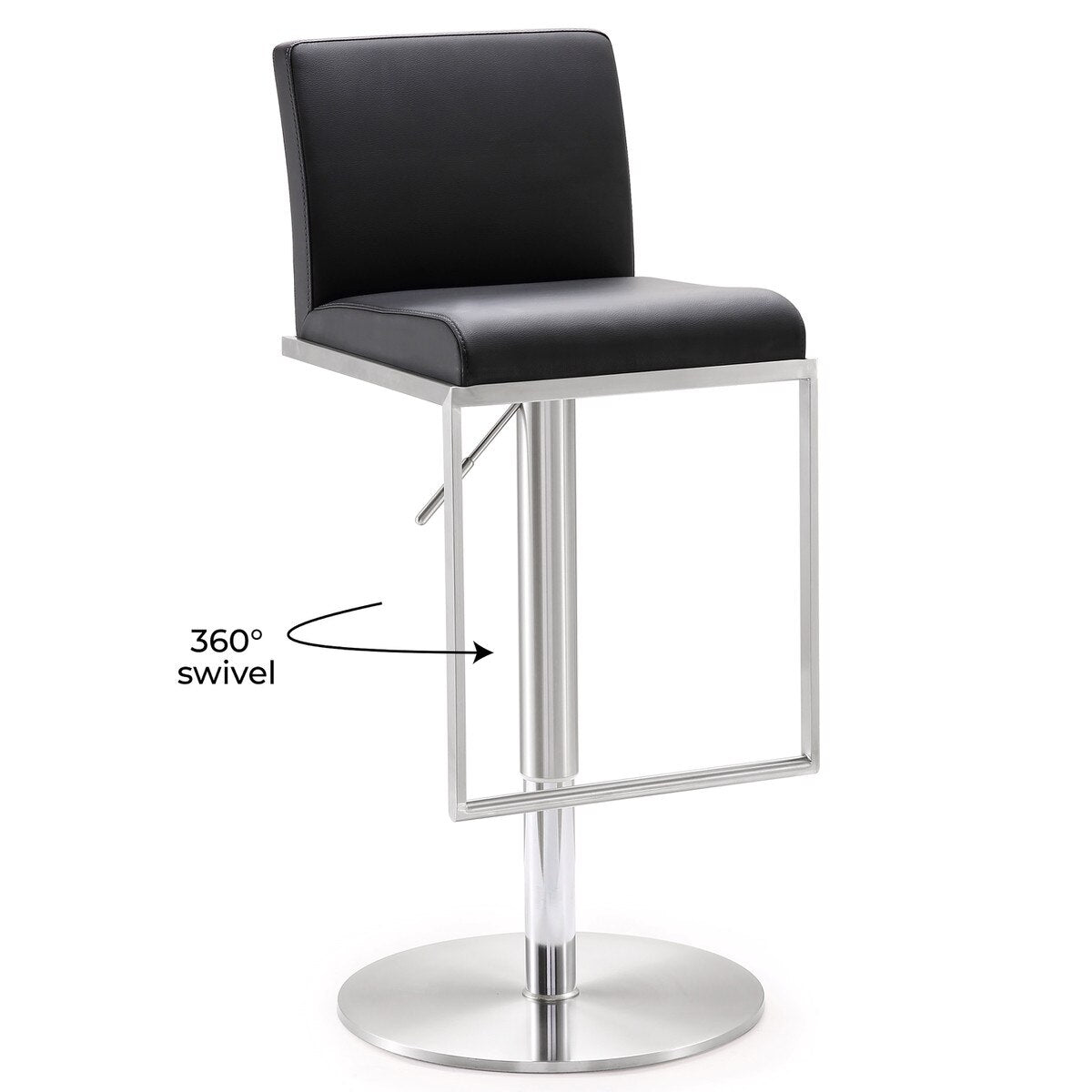 Tabouret réglable en cuir végétalien Amalfi Black Performance