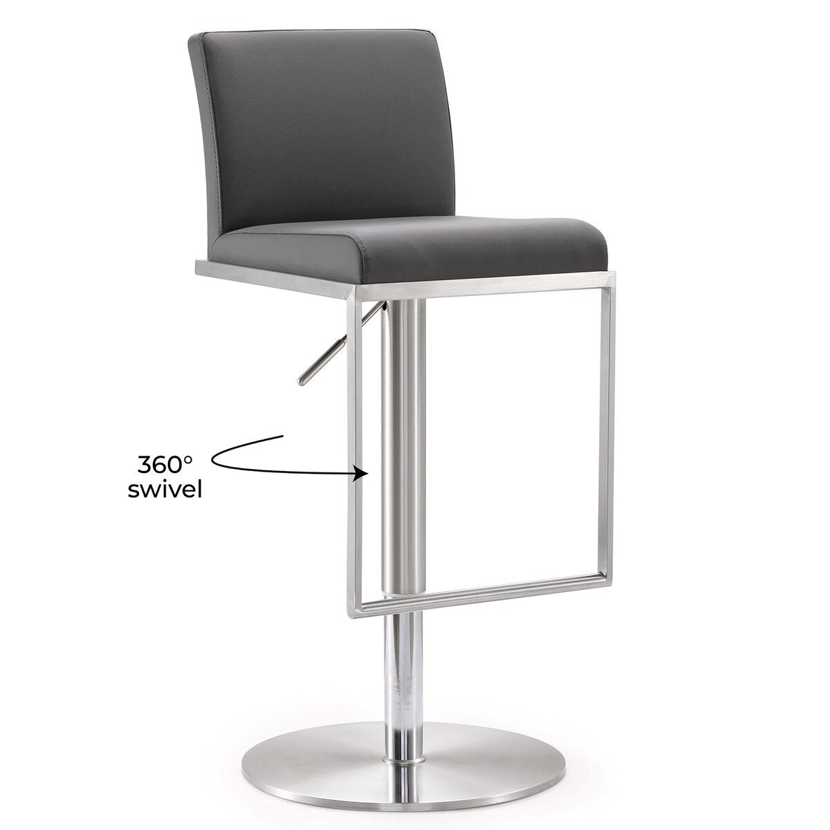 Tabouret réglable en cuir végétalien gris Amalfi Performance