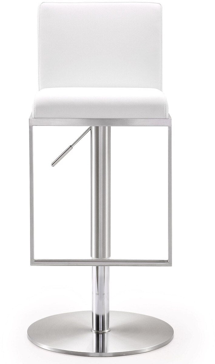 Tabouret réglable en cuir végétalien Amalfi White Performance