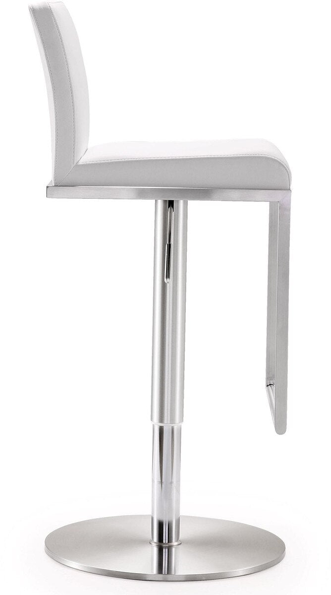 Tabouret réglable en cuir végétalien Amalfi White Performance