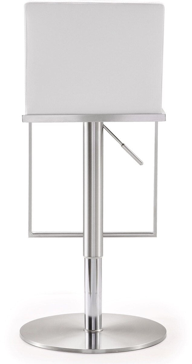 Tabouret réglable en cuir végétalien Amalfi White Performance