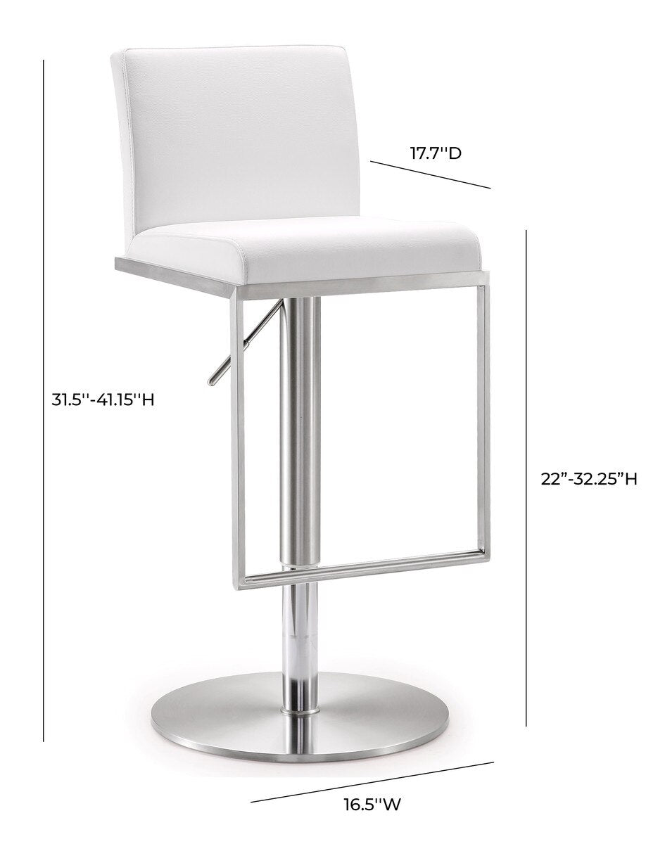 Tabouret réglable en cuir végétalien Amalfi White Performance