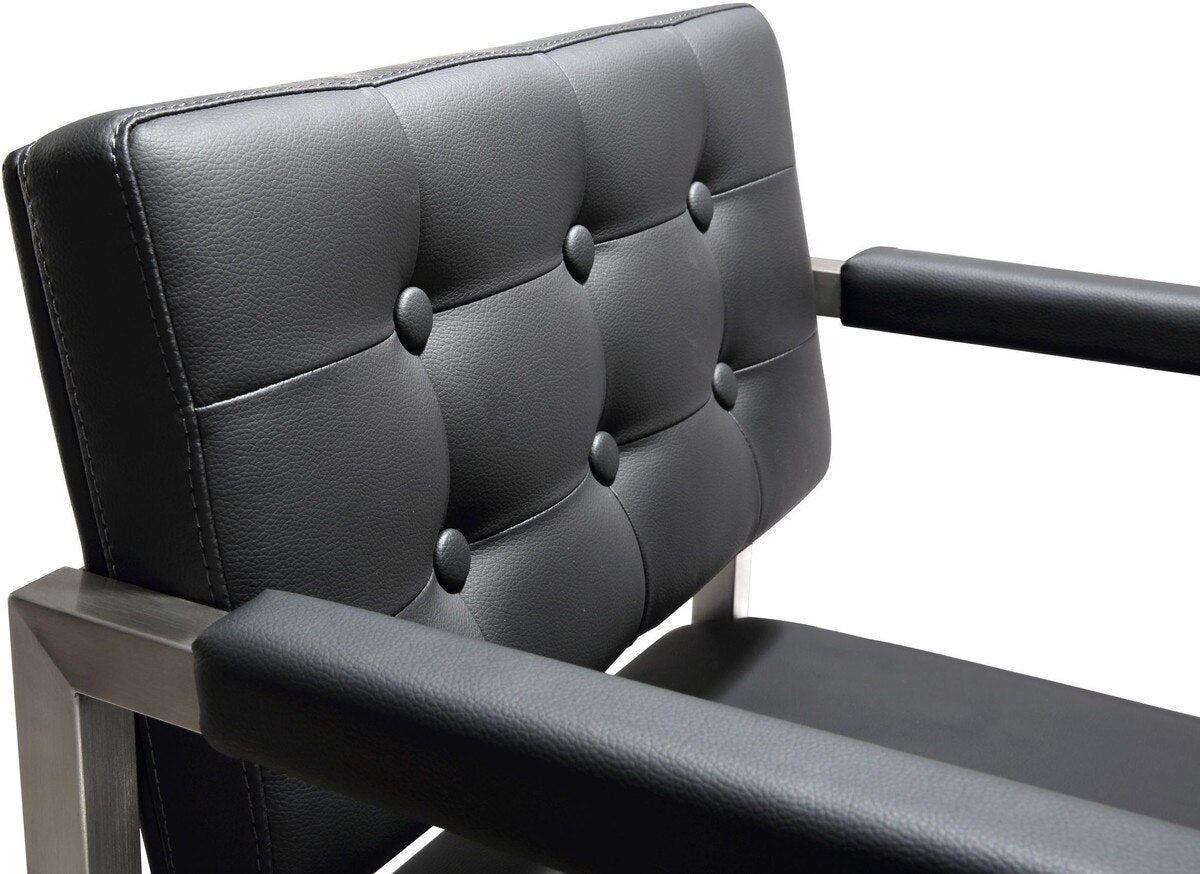 Tabouret de bar Director Black Performance en cuir végétalien et acier inoxydable