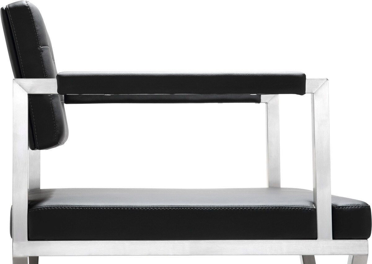 Tabouret de bar Director Black Performance en cuir végétalien et acier inoxydable