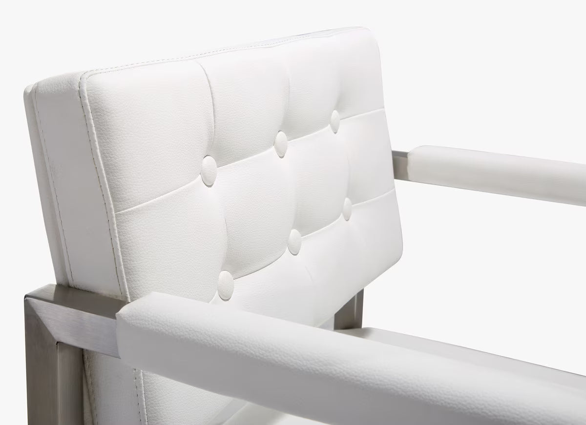 Tabouret de bar Director White Performance en cuir végétalien et acier inoxydable
