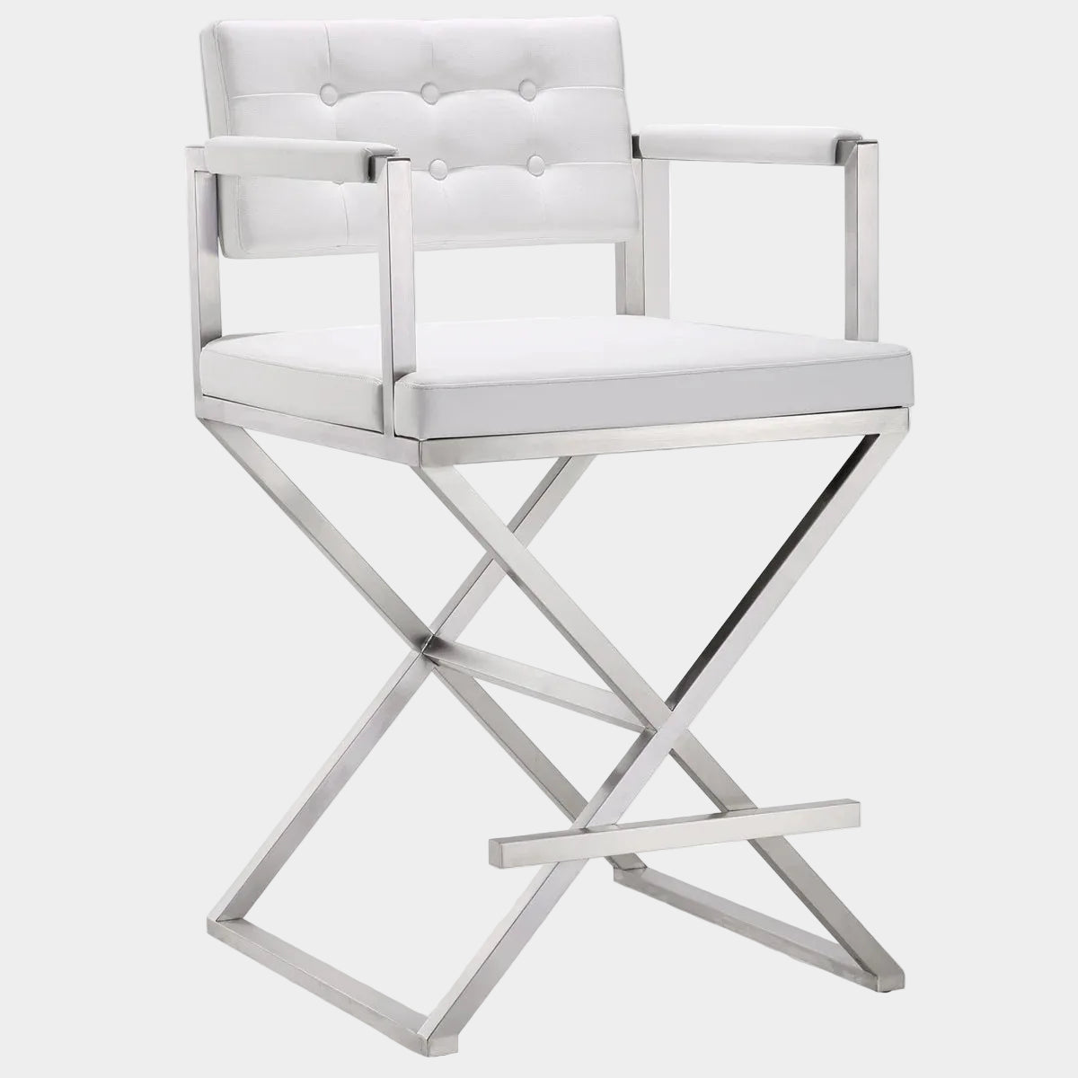 Director Performance Vegan Leather Stool with Silver Base