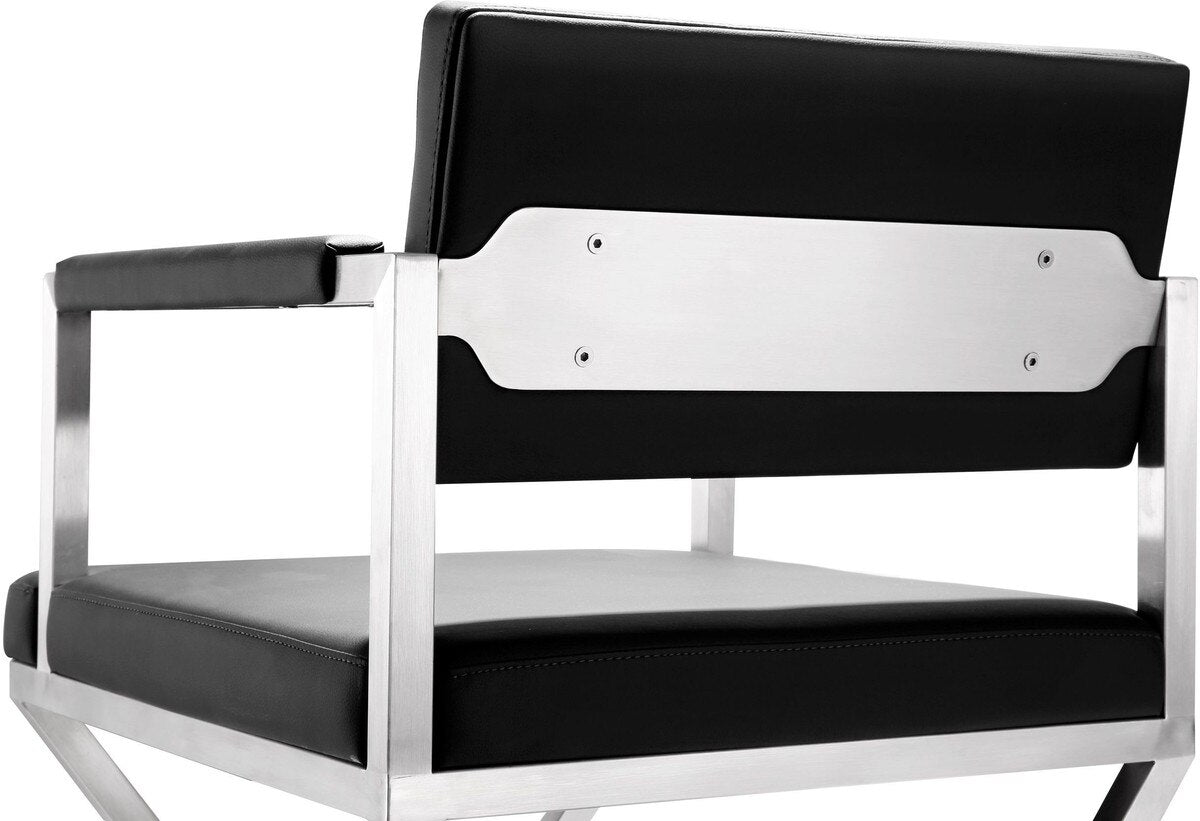 Tabouret de bar Director Black Performance en cuir végétalien et acier inoxydable