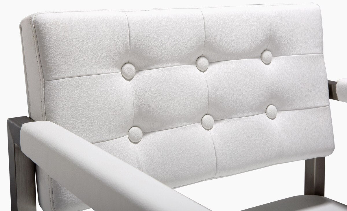 Tabouret de bar Director White Performance en cuir végétalien et acier inoxydable