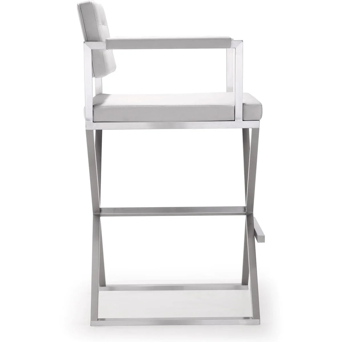 Director Performance Vegan Leather Stool with Silver Base