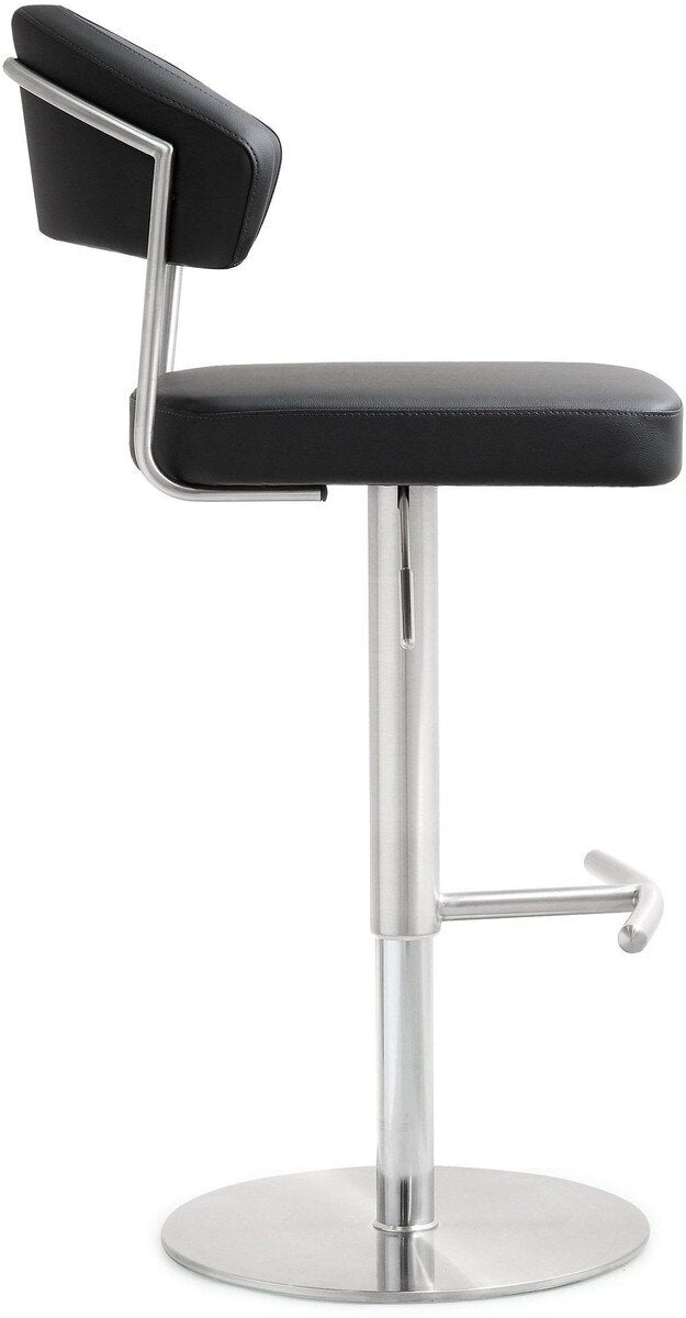 Tabouret de bar Cosmo Black Performance en cuir végétalien et acier inoxydable