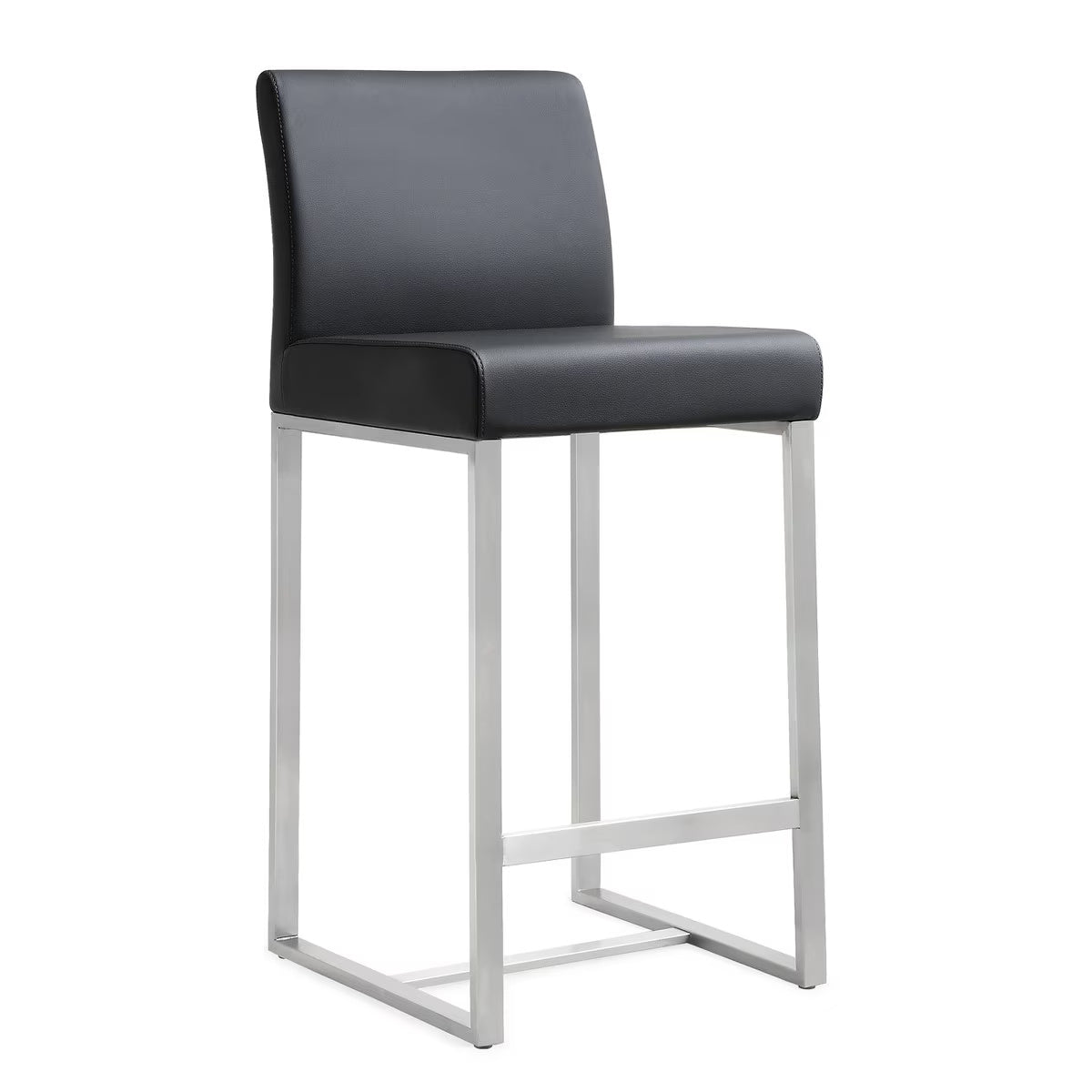 Tabouret de bar en cuir vegan et acier inoxydable noir Performance Denmark - Lot de 2