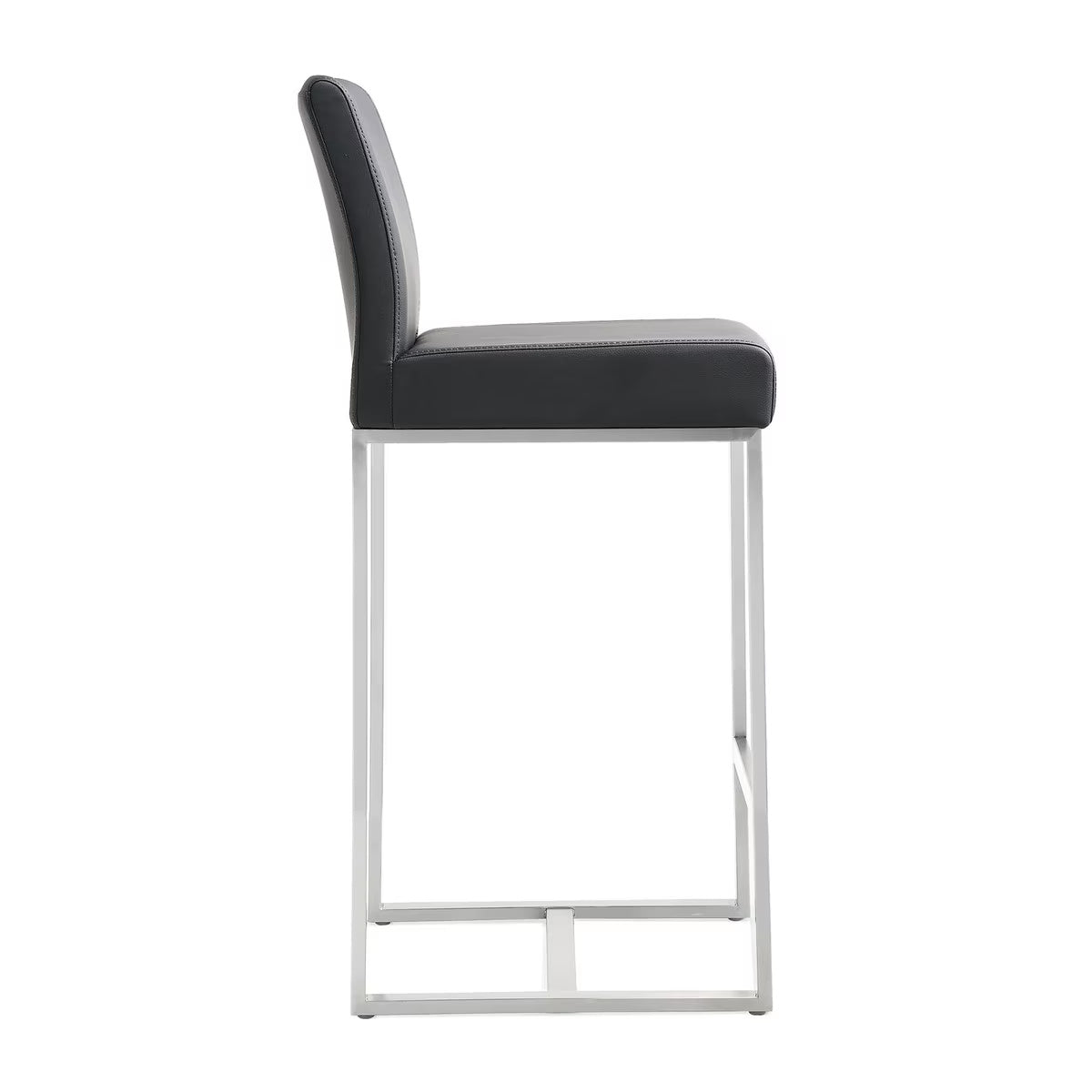 Tabouret de bar en cuir vegan et acier inoxydable noir Performance Denmark - Lot de 2