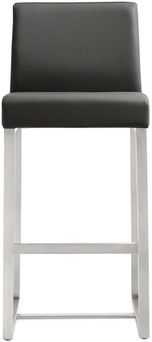 Tabouret de bar en cuir vegan et acier inoxydable gris Denmark Performance - Lot de 2